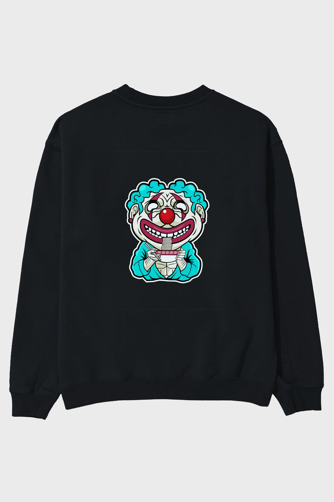 Clown Ramen Arka Baskılı Oversize Sweatshirt Erkek Kadın Unisex