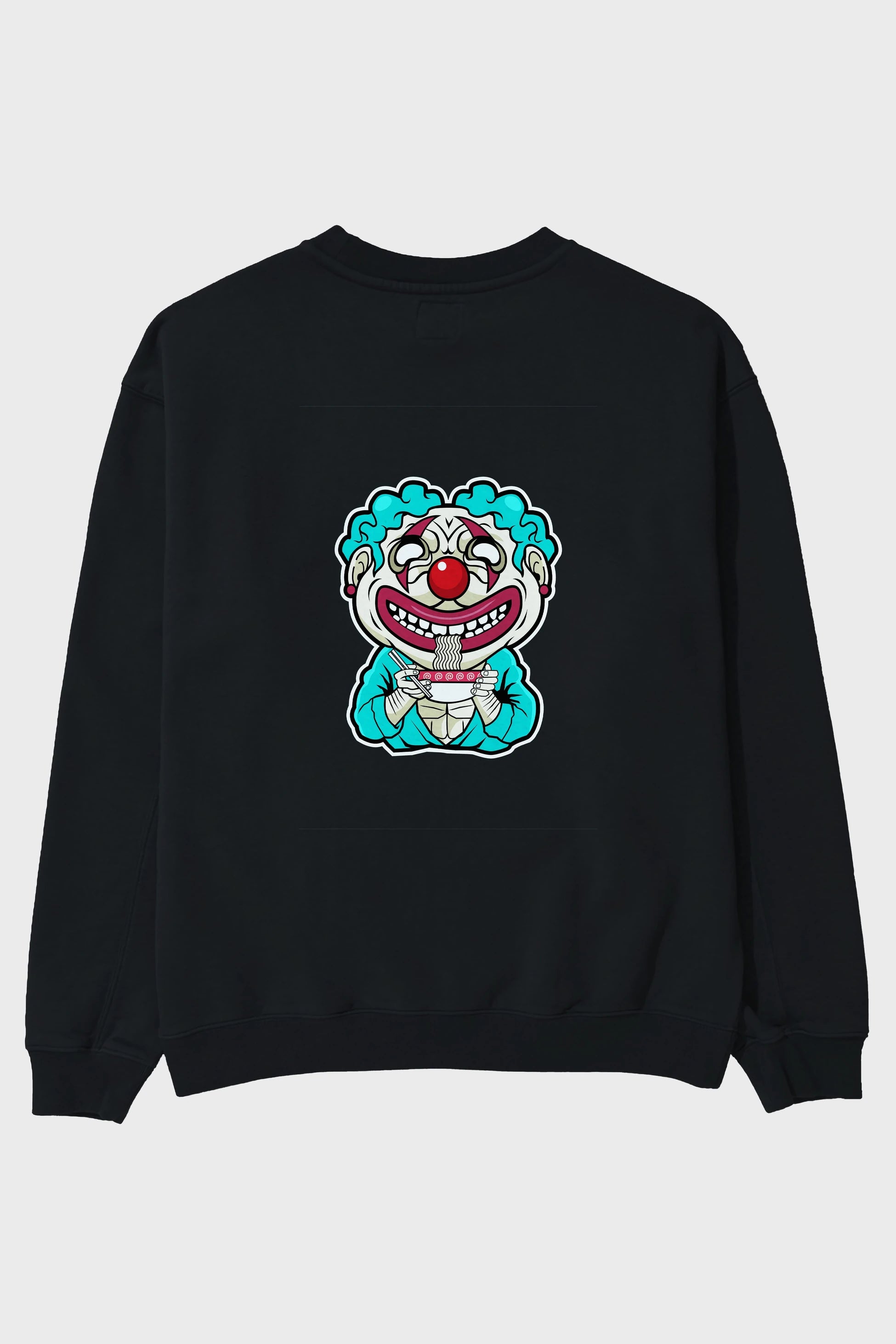 Clown Ramen Arka Baskılı Oversize Sweatshirt Erkek Kadın Unisex