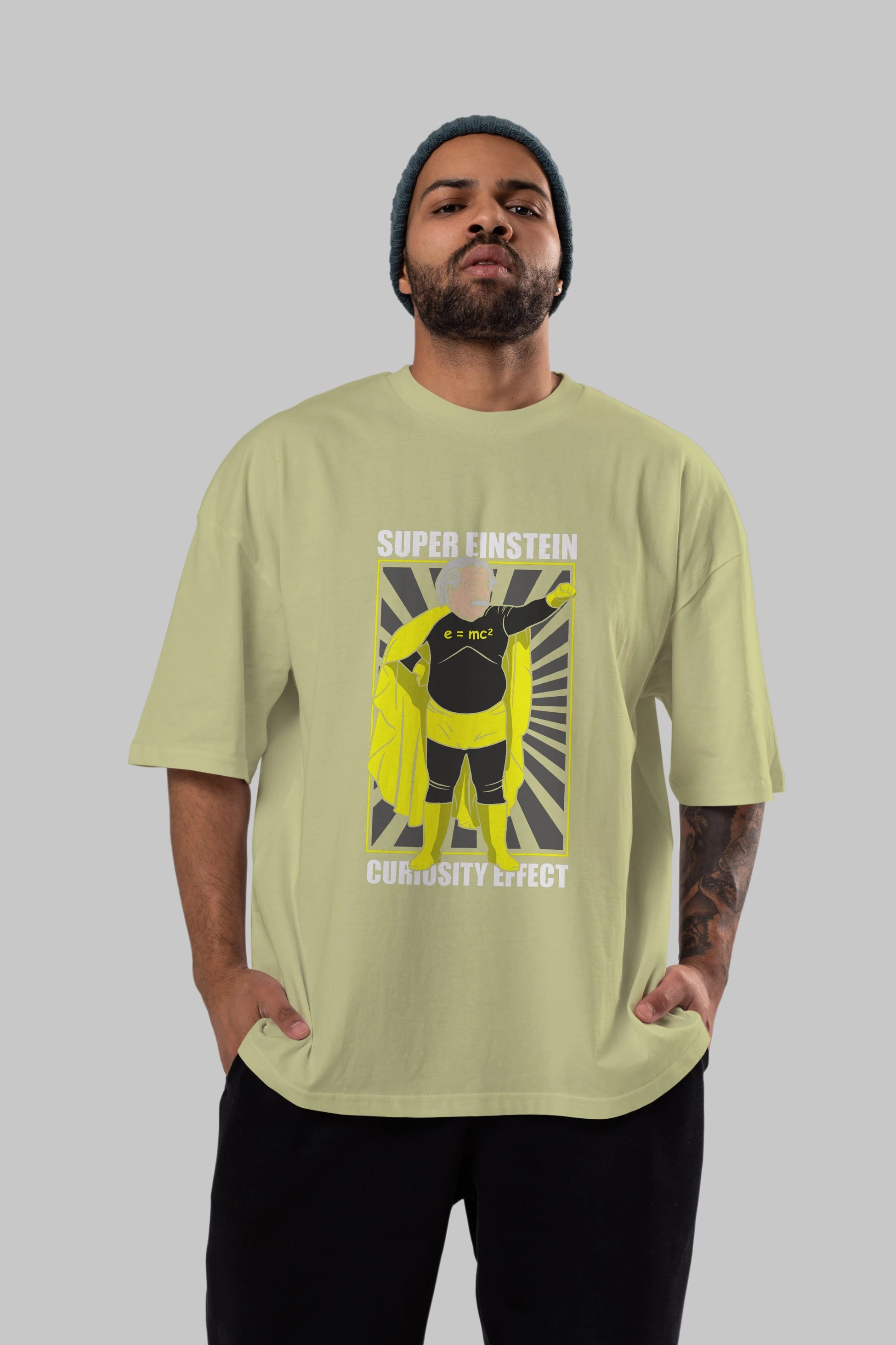 Super Einsten Ön Baskılı Oversize t-shirt Erkek Kadın Unisex %100 Pamuk tişort