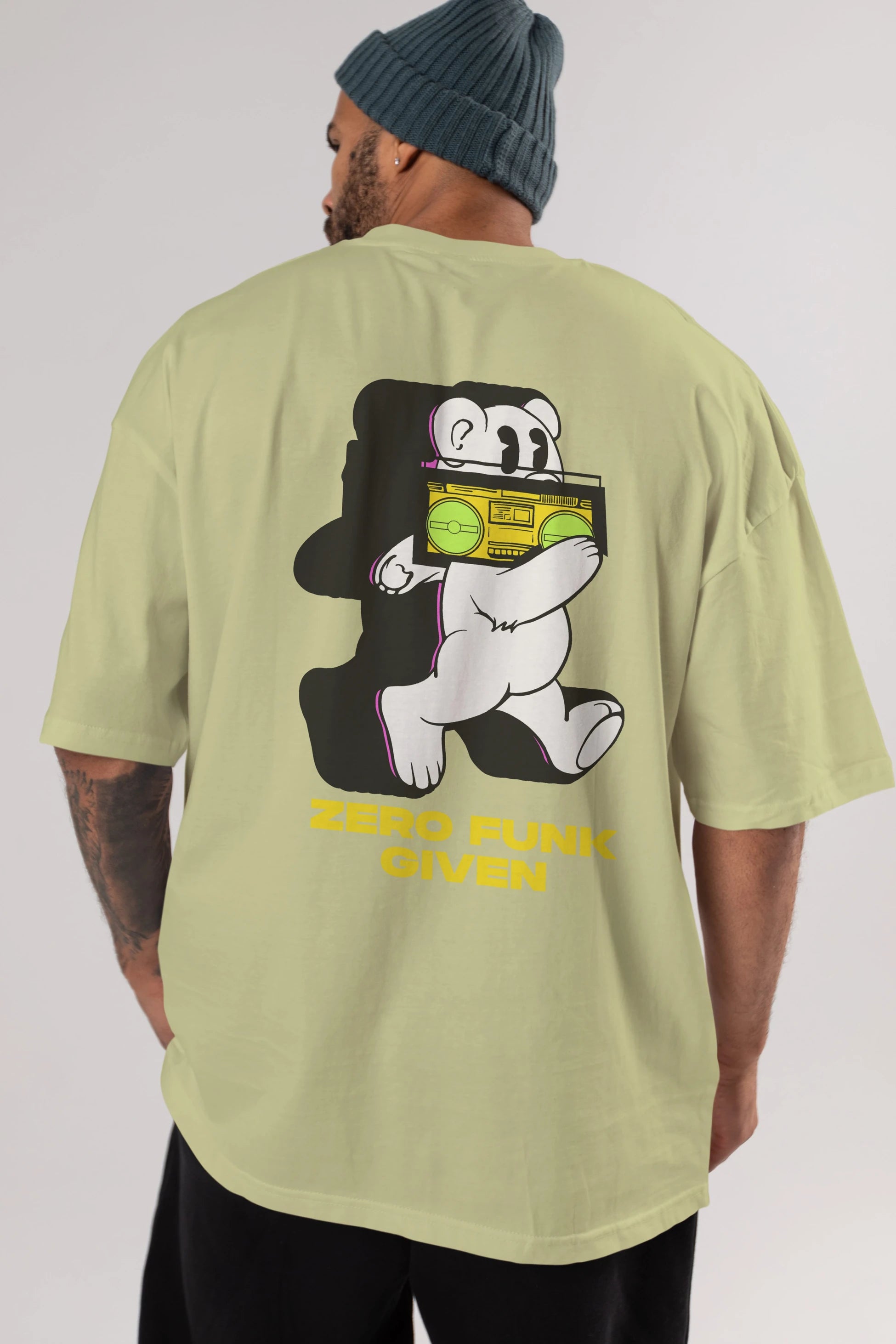 Zero Funk Given Bear Arka Baskılı Oversize t-shirt Erkek Kadın Unisex