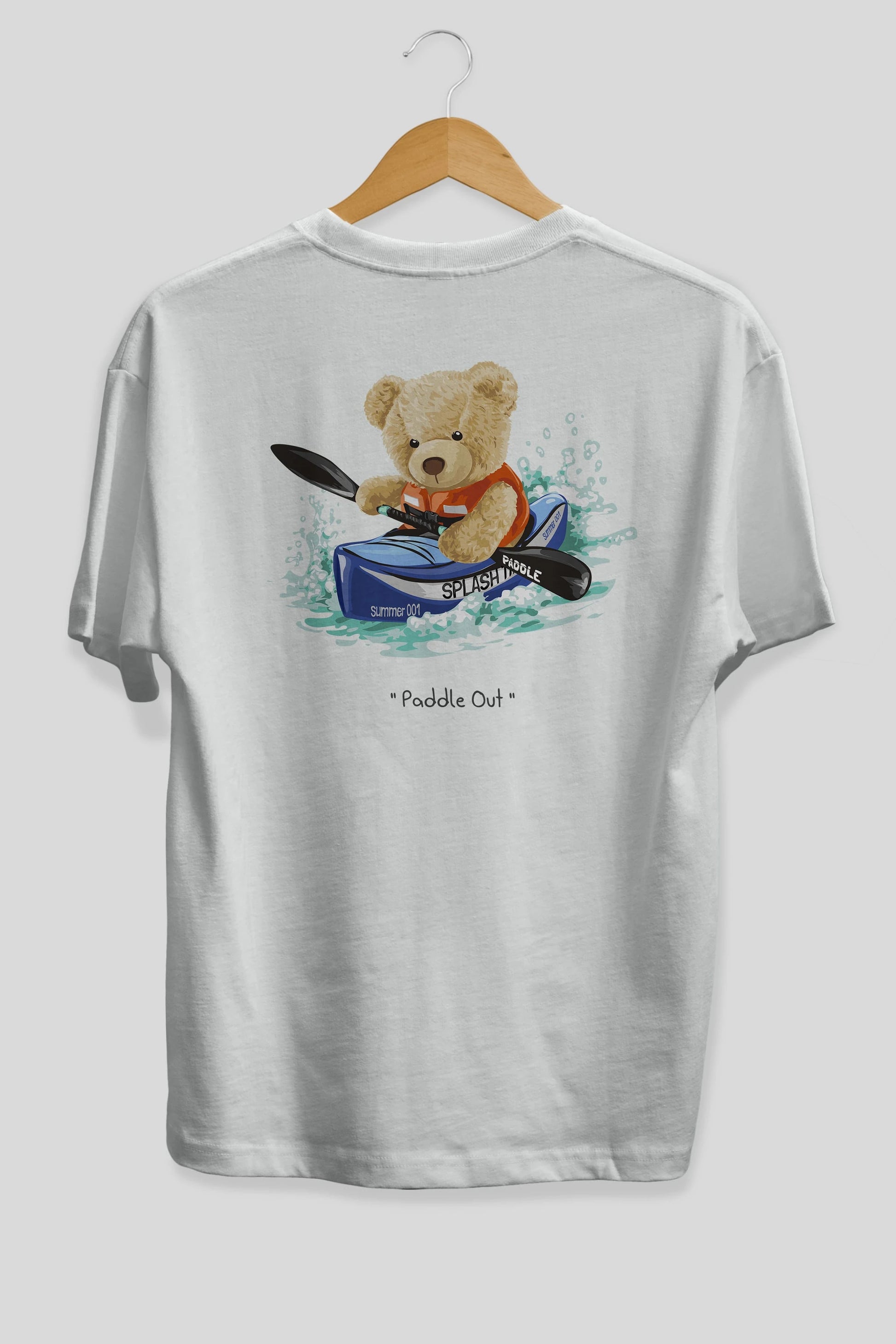 Teddy Bear Paddle Out Arka Baskılı Oversize t-shirt Erkek Kadın Unisex %100 Pamuk