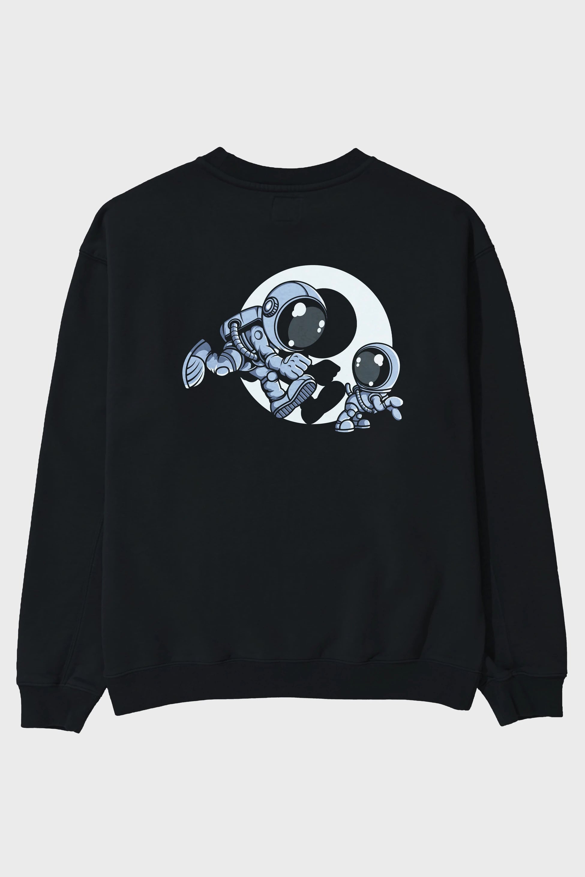 Astronaut And Little Dog Arka Baskılı Oversize Sweatshirt Erkek Kadın Unisex