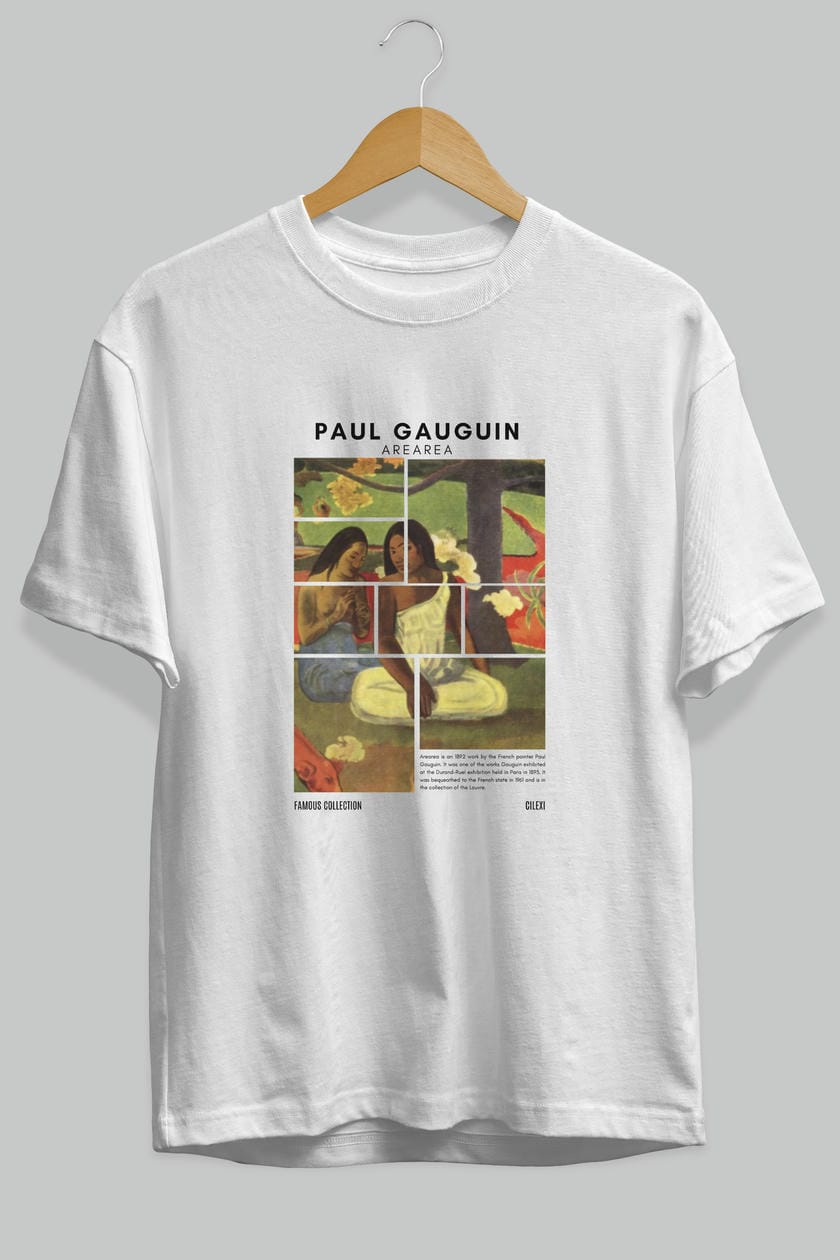 Paul Gauguin Arearea ön Baskılı Oversize t-shirt Erkek Kadın Bisiklet Yaka Pamuk tişort