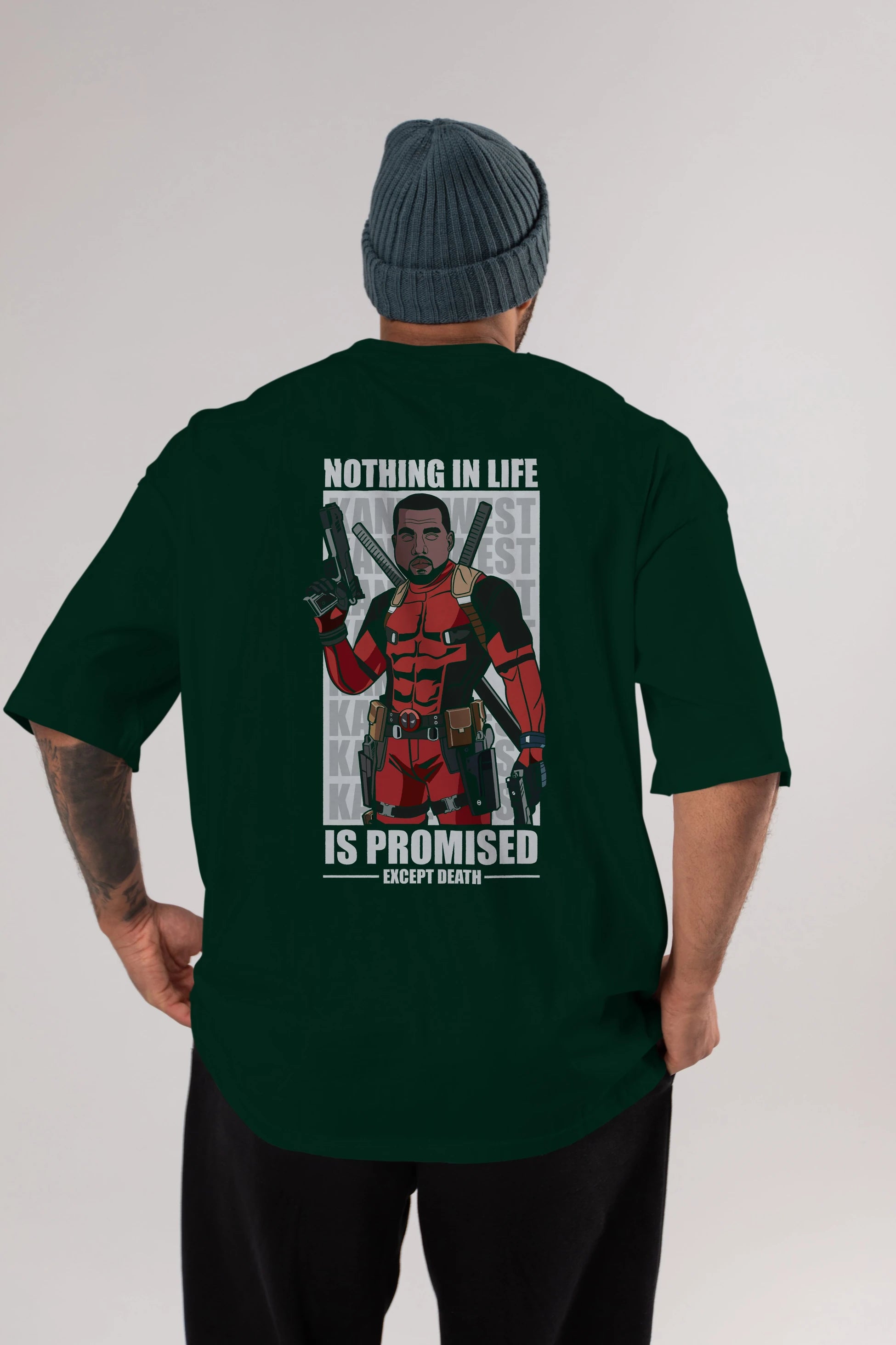 Kanye West Deadpool Arka Baskılı Oversize t-shirt Erkek Kadın Unisex %100 Pamuk tişort