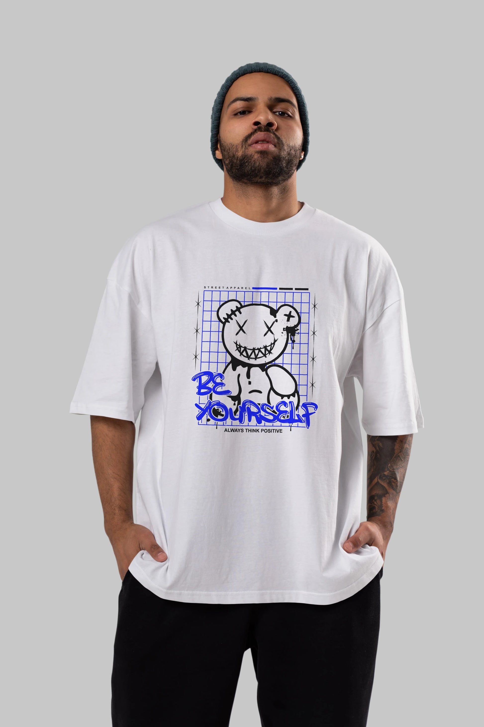 Teddy Bear Be Yourself Ön Baskılı Oversize t-shirt Erkek Kadın Unisex