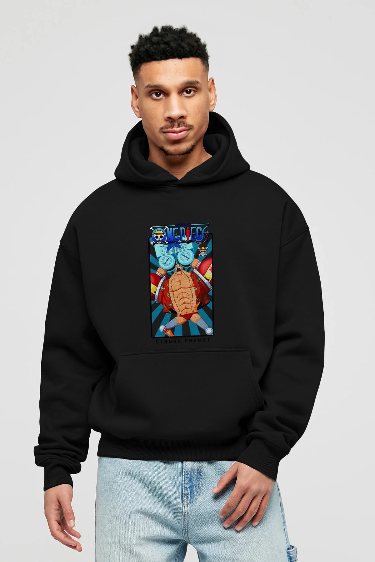 Franky Anime Ön Baskılı Hoodie Oversize Kapüşonlu Sweatshirt Erkek Kadın Unisex