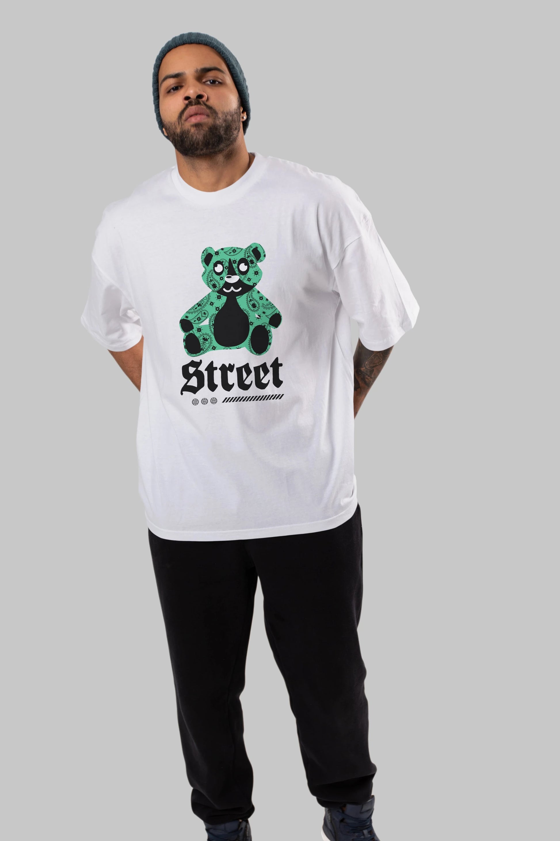 Street Bear Ön Baskılı Oversize t-shirt Erkek Kadın Unisex