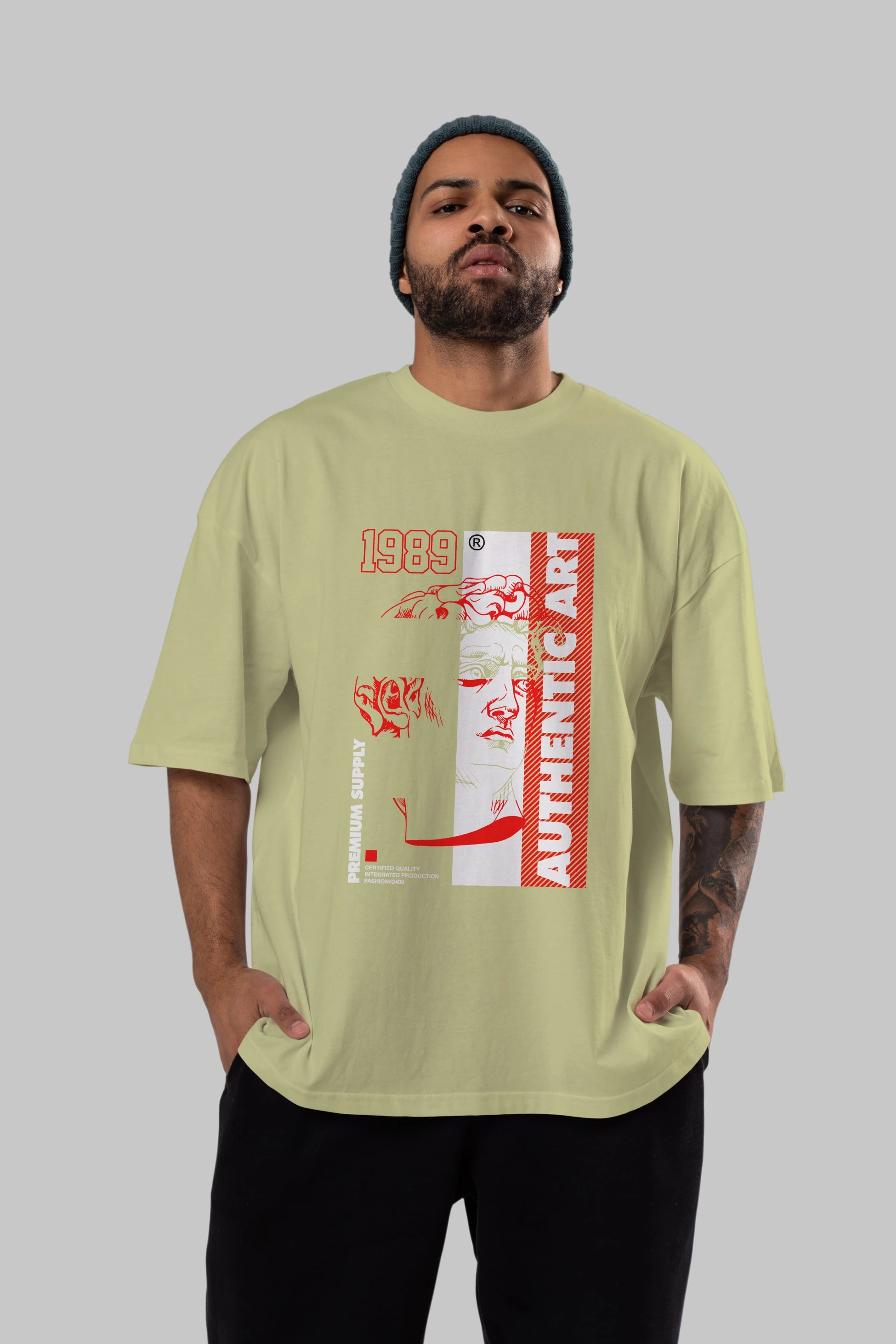 Authentic Art Ön Baskılı Oversize t-shirt Erkek Kadın Unisex