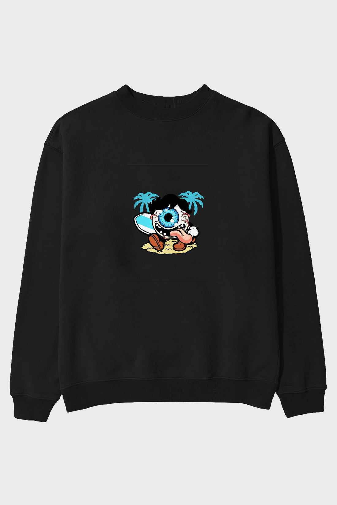 Eye Ball Surfer Ön Baskılı Oversize Sweatshirt Erkek Kadın Unisex
