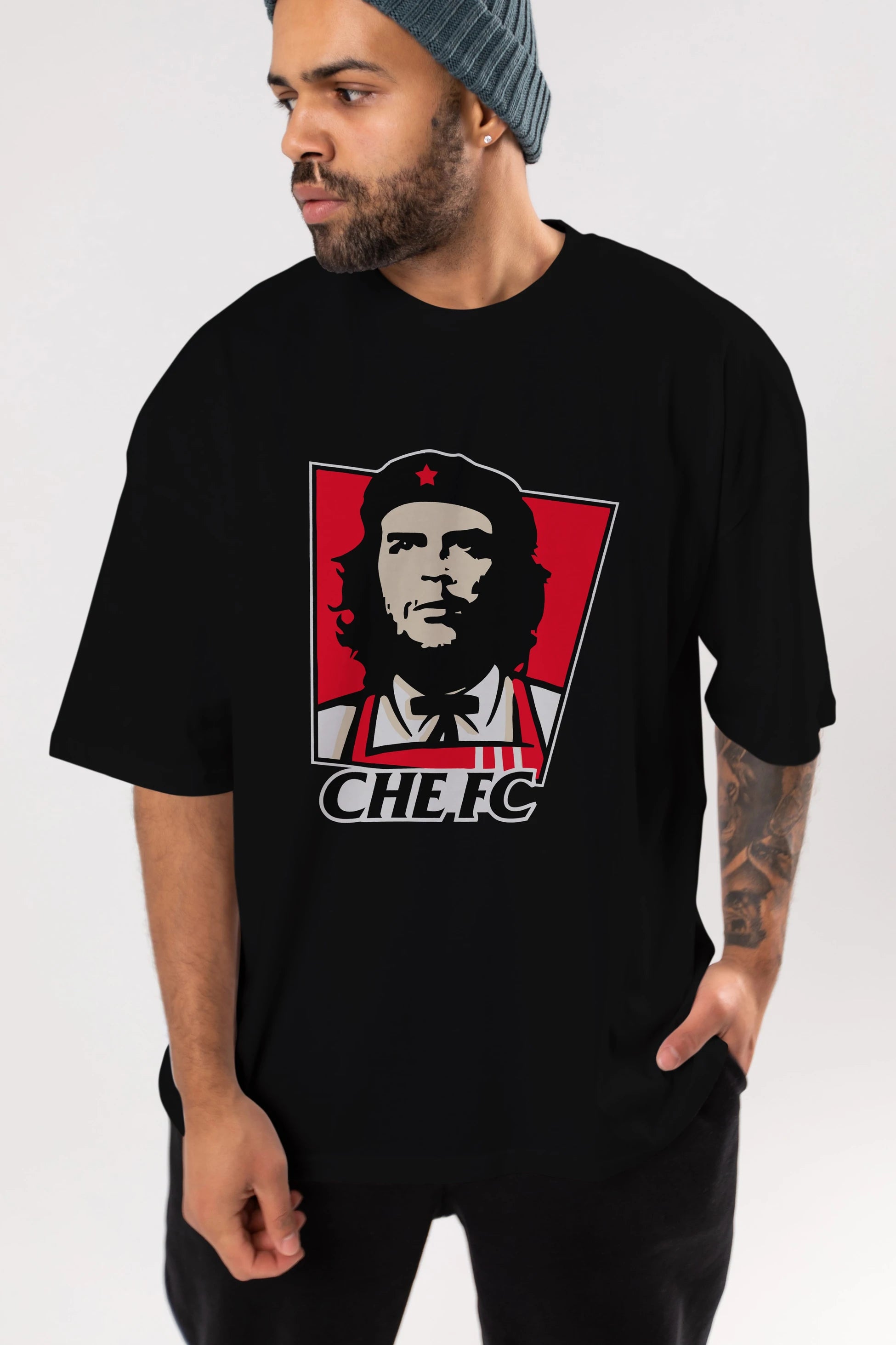 Che FC Ön Baskılı Oversize t-shirt Erkek Kadın Unisex %100 Pamuk Bisiklet Yaka tişort