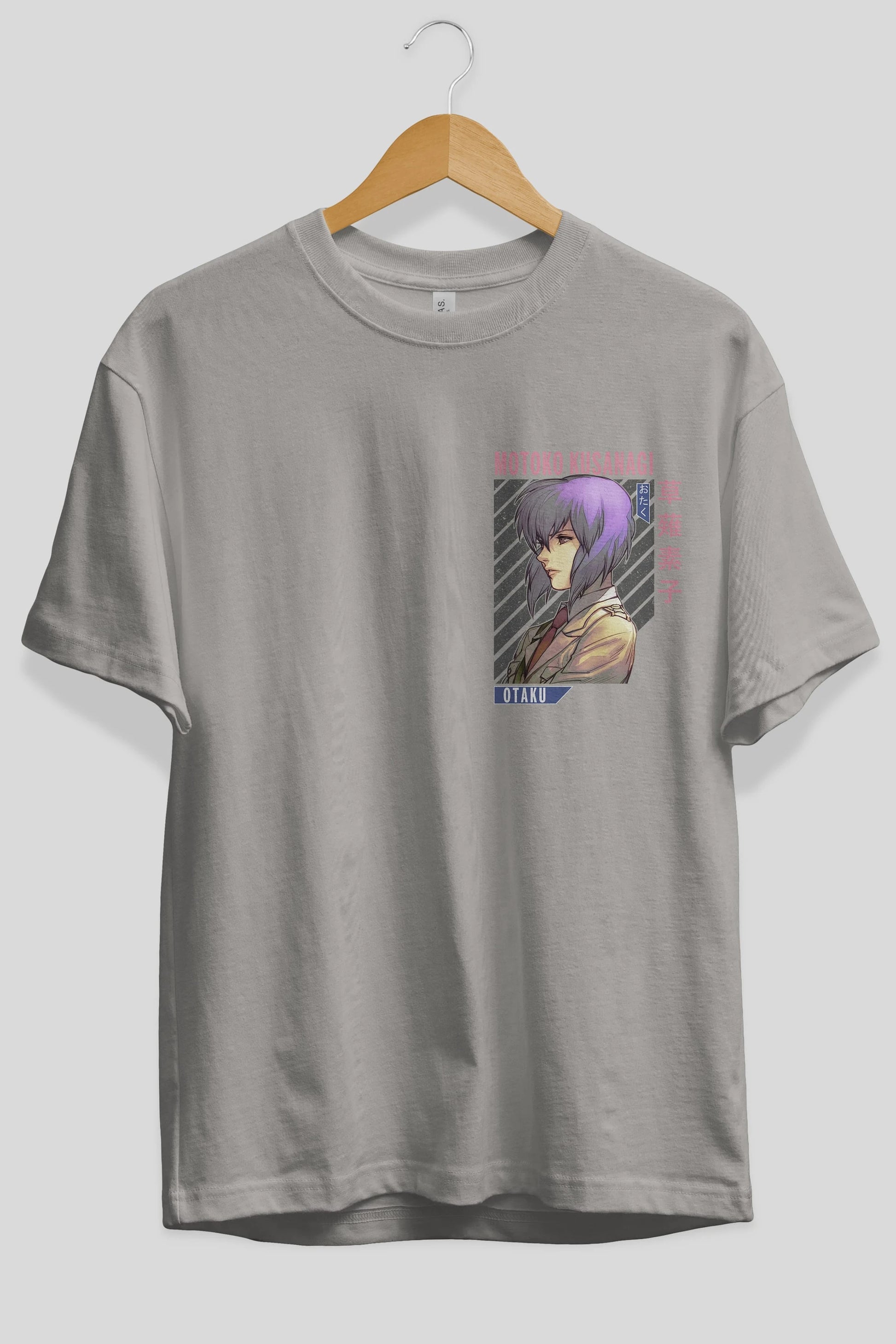 Motoko Kusanagi 4 Ön Sol Baskılı Oversize t-shirt Erkek Kadın Unisex %100 Pamuk Bisiklet Yaka tişort