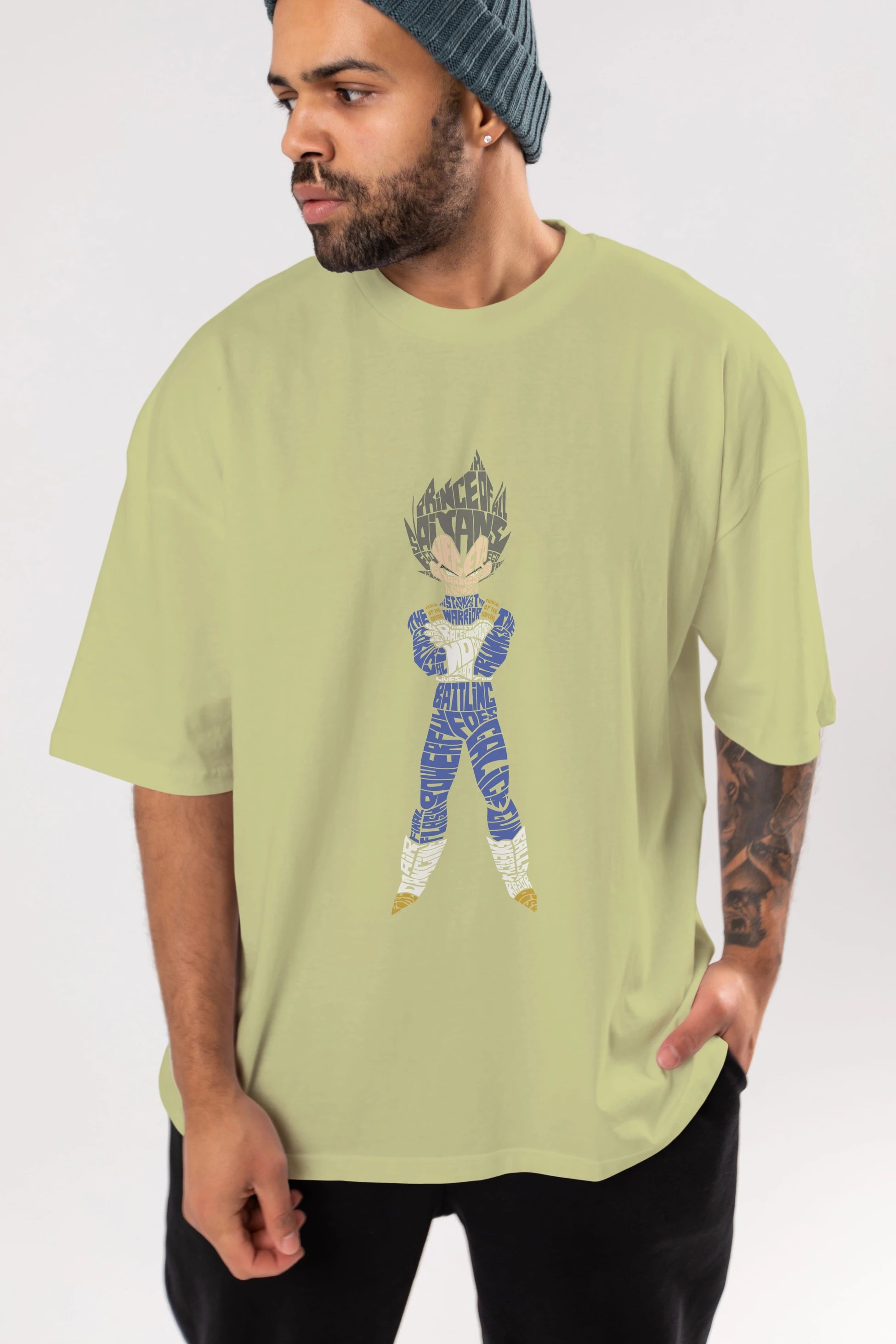 Vegeta Ön Baskılı Oversize t-shirt %100 pamuk Erkek Kadın Unisex