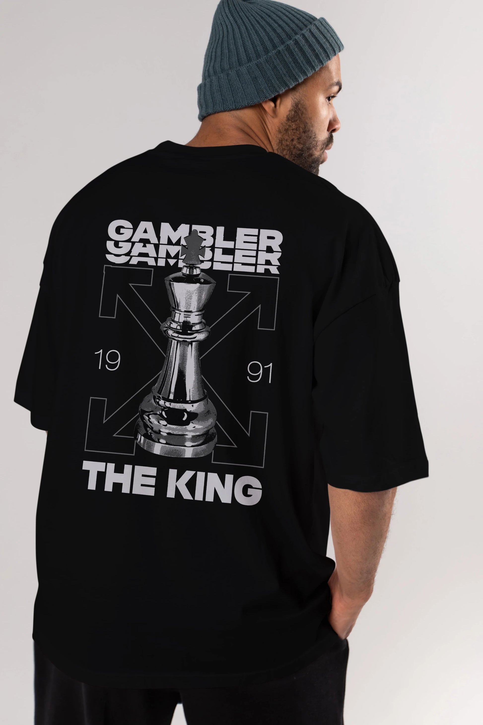 Gambler The King Arka Baskılı Oversize t-shirt Erkek Kadın Unisex