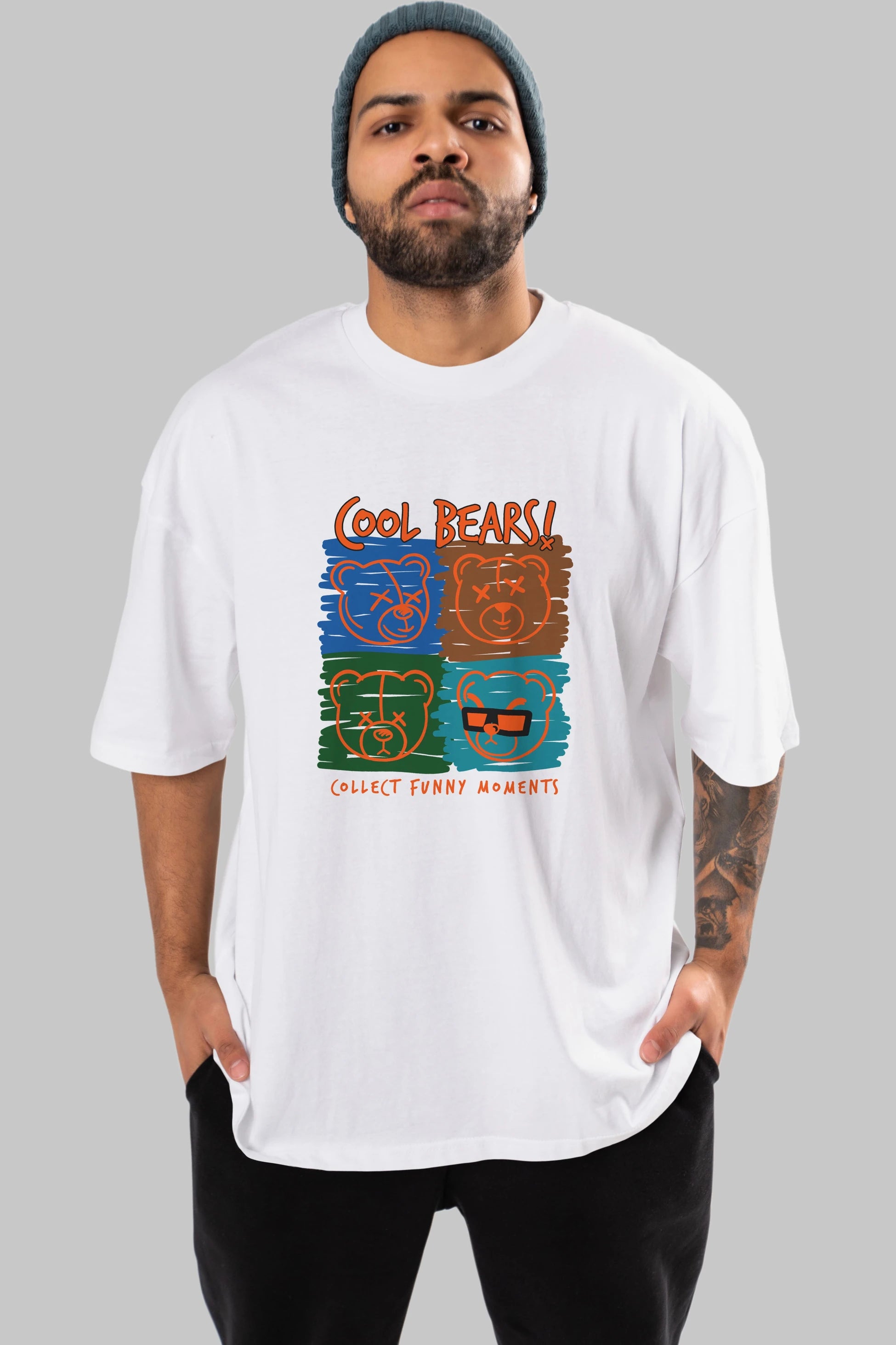 Cool Bears Ön Baskılı Oversize t-shirt Erkek Kadın Unisex