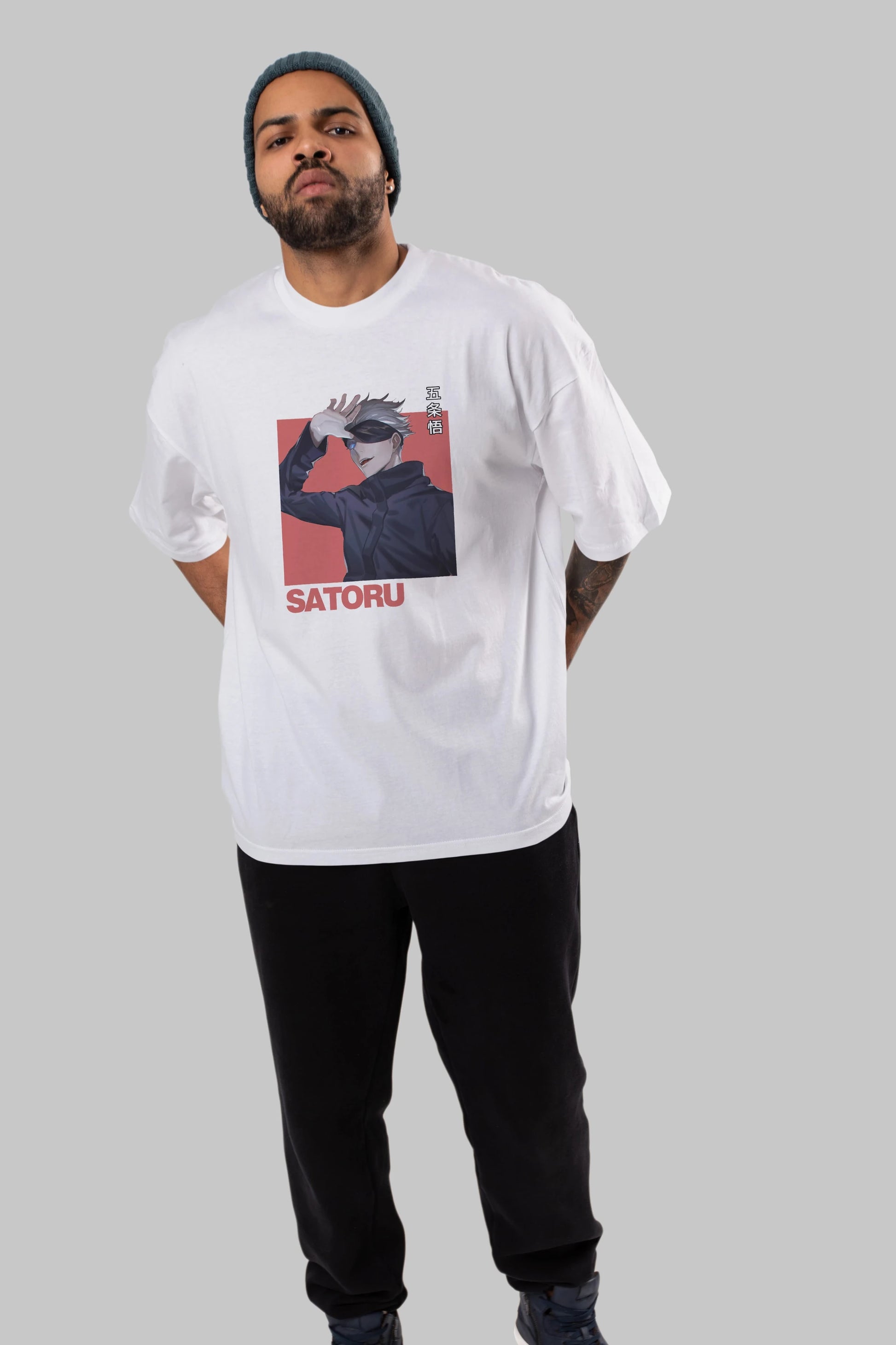 SATORU GOJO 2 Anime Ön Baskılı Oversize t-shirt %100 pamuk Erkek Kadın Unisex