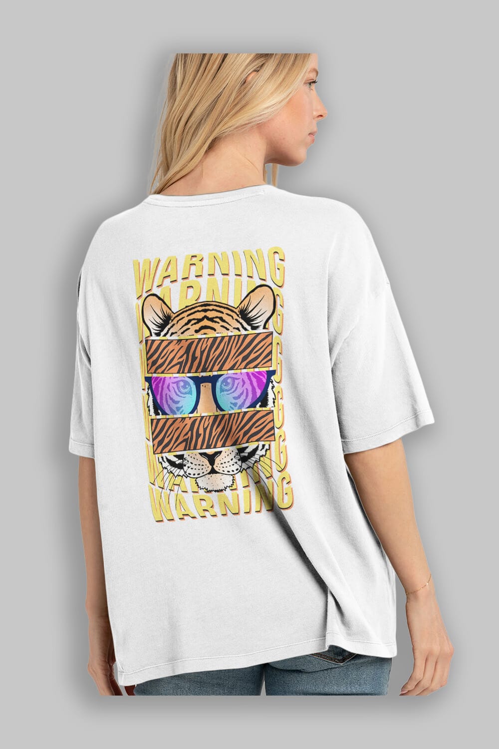 Warning Yazılı Arka Baskılı Oversize t-shirt Erkek Kadın Unisex