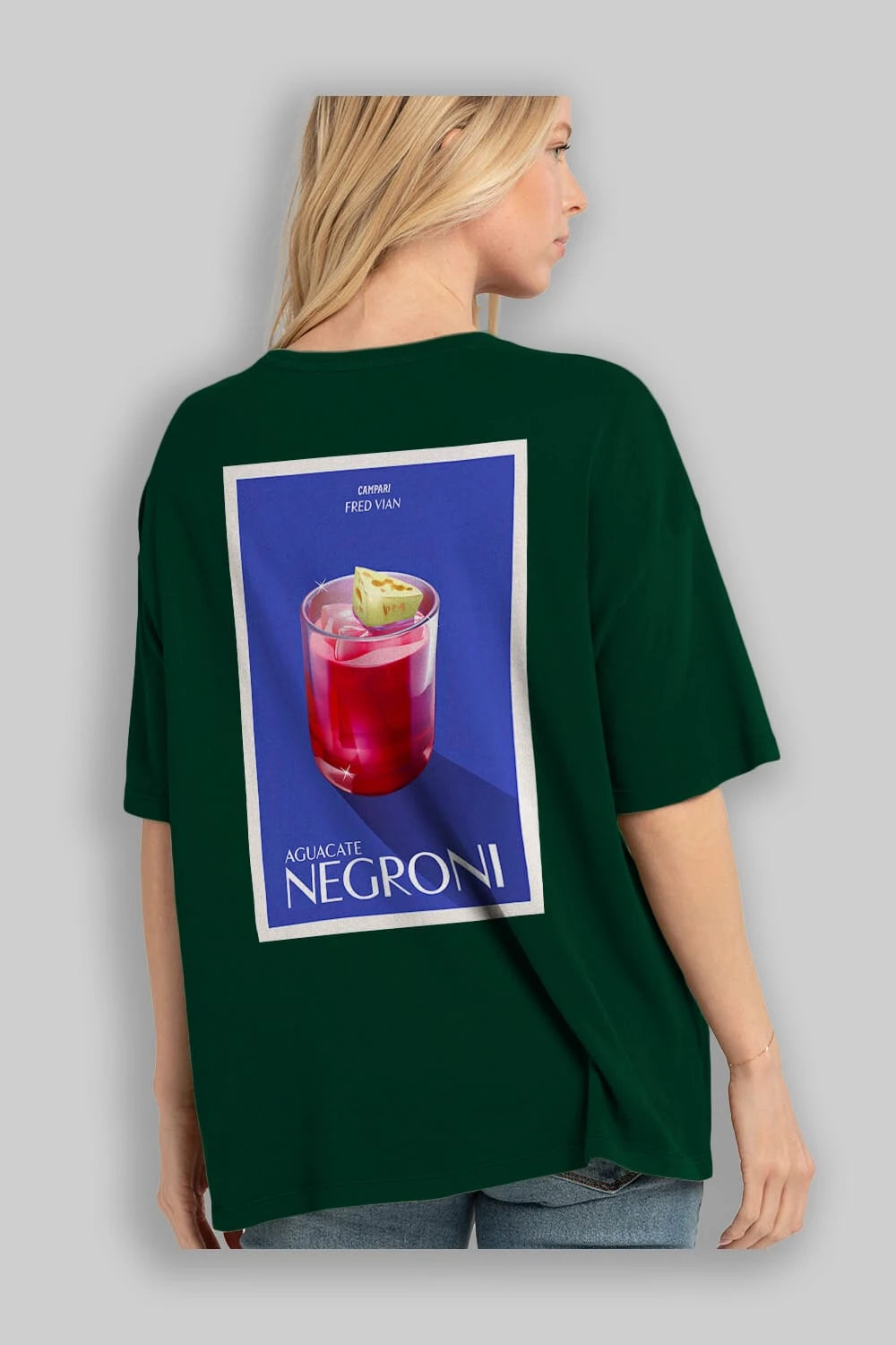 Aguacate Negroni Arka Baskılı Oversize t-shirt Erkek Kadın Unisex %100 Pamuk Bisiklet Yaka tişort