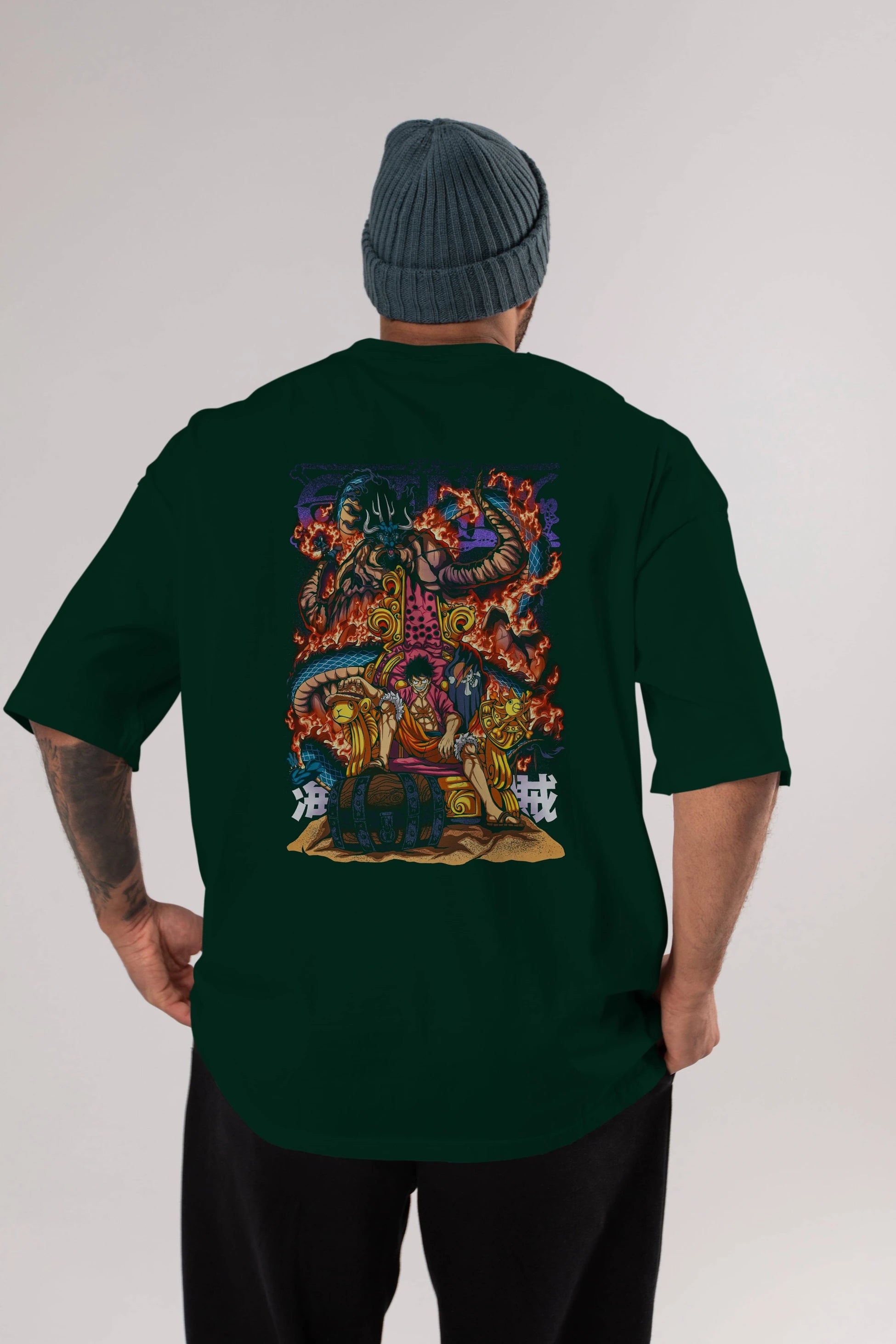 MONKEY D. LUFFY 1 Anime Arka Baskılı Oversize t-shirt Erkek Kadın Unisex