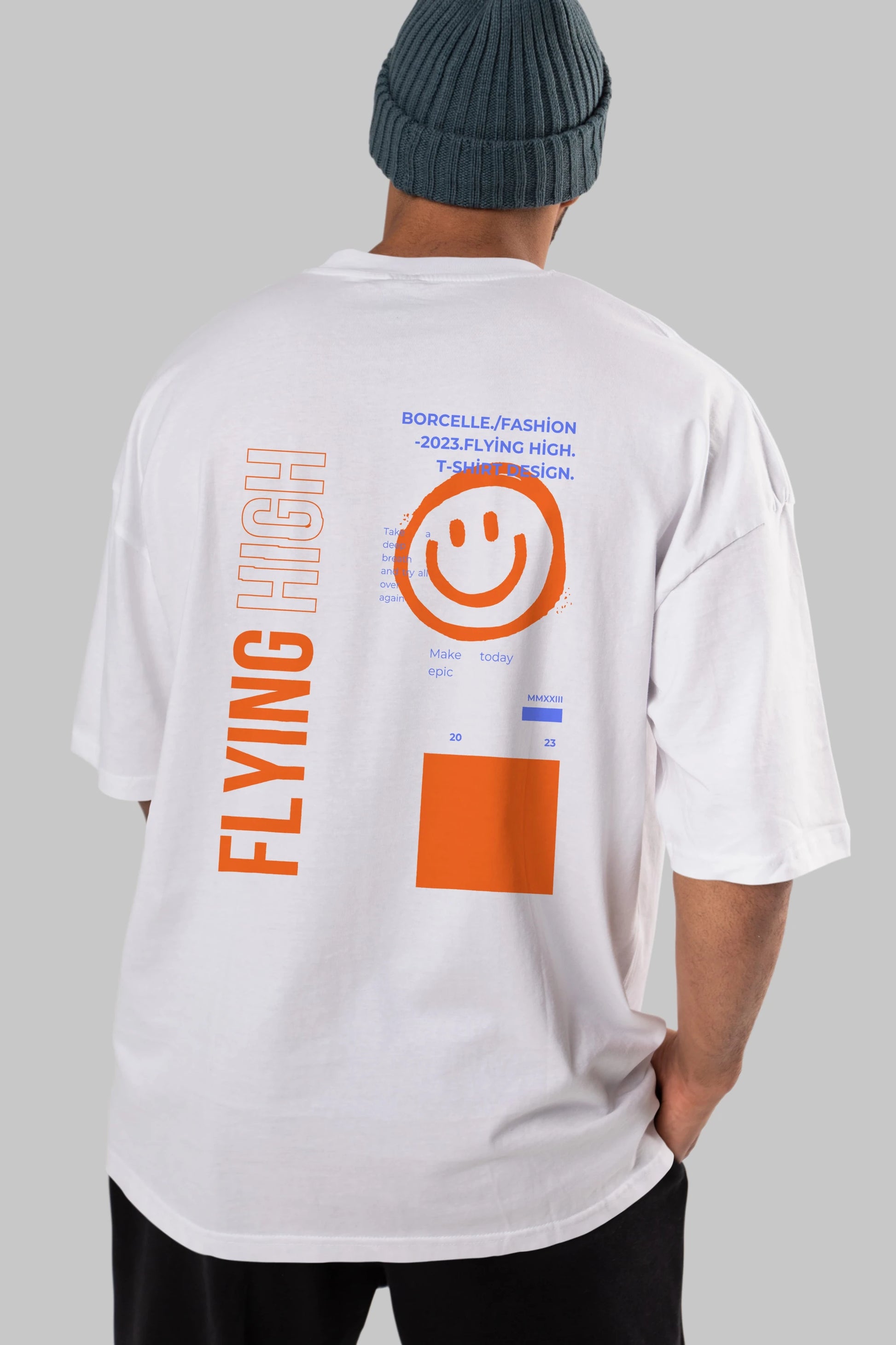 Flying High Yazılı Arka Baskılı Oversize t-shirt Erkek Kadın Unisex
