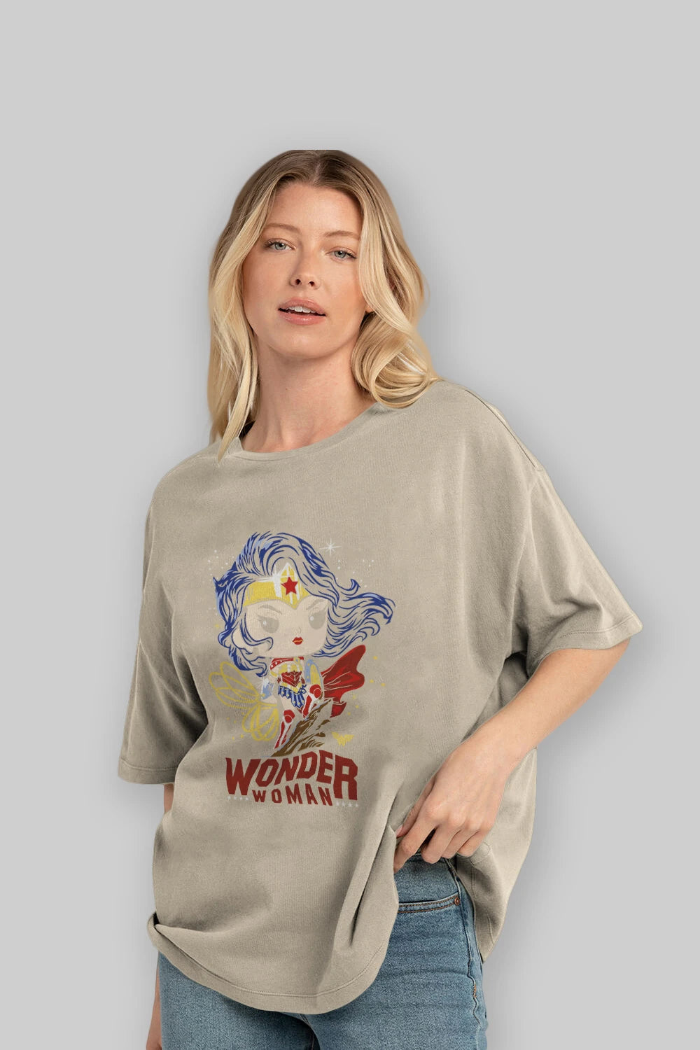 Wonder Woman (2) Ön Baskılı Oversize t-shirt Erkek Kadın Unisex %100 Pamuk Bisiklet Yaka tişort