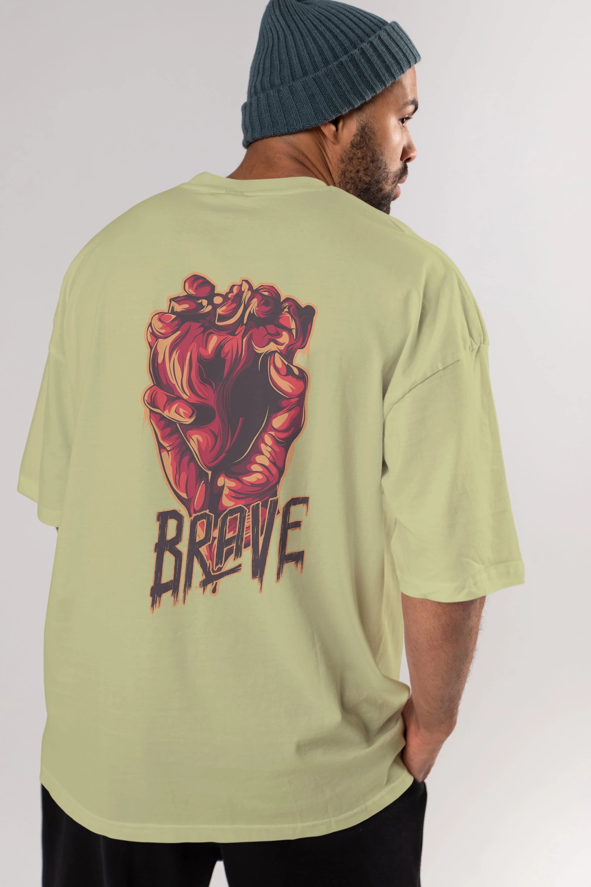 Brave Streetwear Arka Baskılı Oversize t-shirt Erkek Kadın Unisex