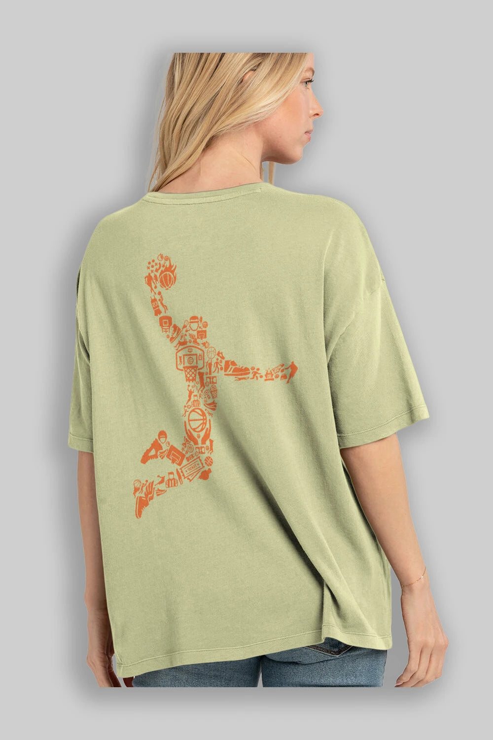 Basketball Player Arka Baskılı Oversize t-shirt %100 pamuk Erkek Kadın Unisex