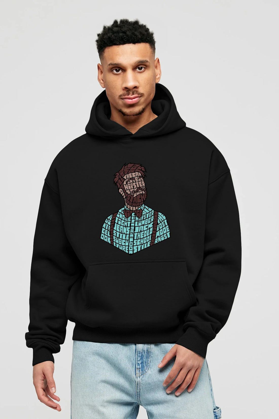 Hipster (2) Ön Baskılı Hoodie Oversize Kapüşonlu Sweatshirt Erkek Kadın Unisex