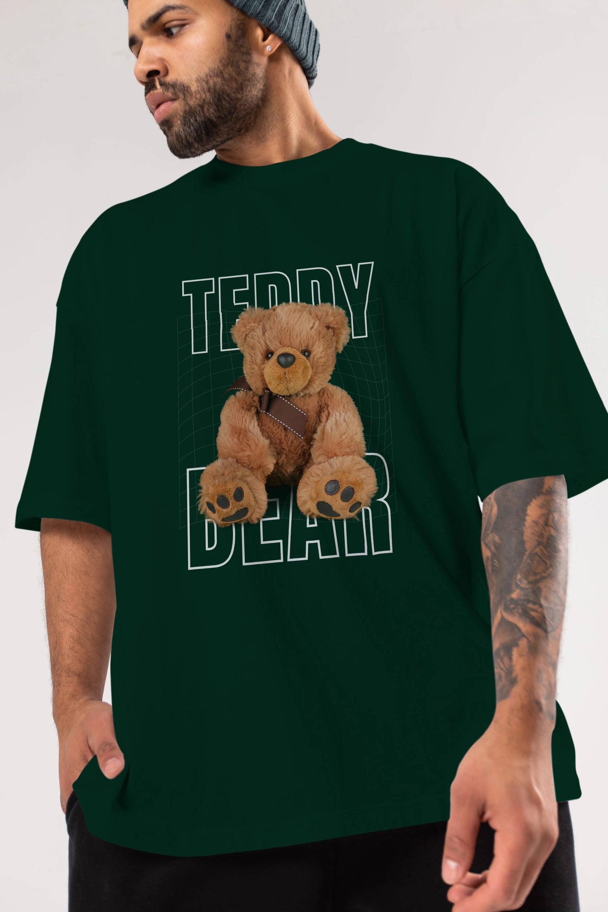 Teddy Bear Yazılı Ön Baskılı Oversize t-shirt Erkek Kadın Unisex