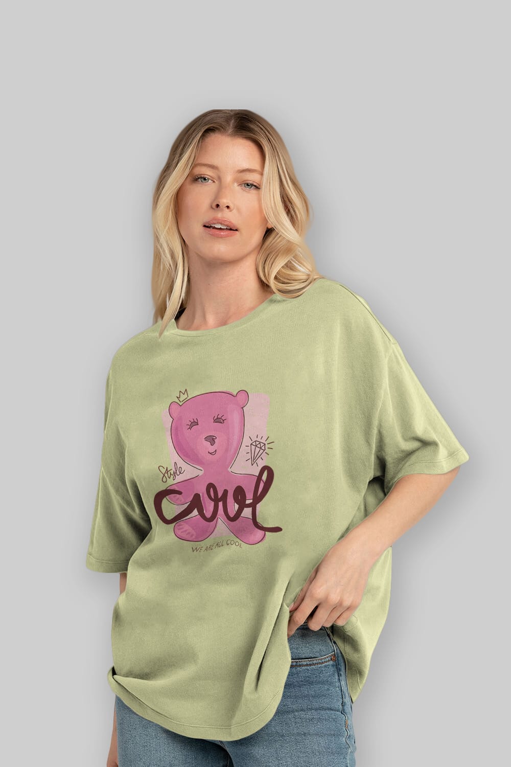 Cool Style Bear Ön Baskılı Oversize t-shirt Erkek Kadın Unisex