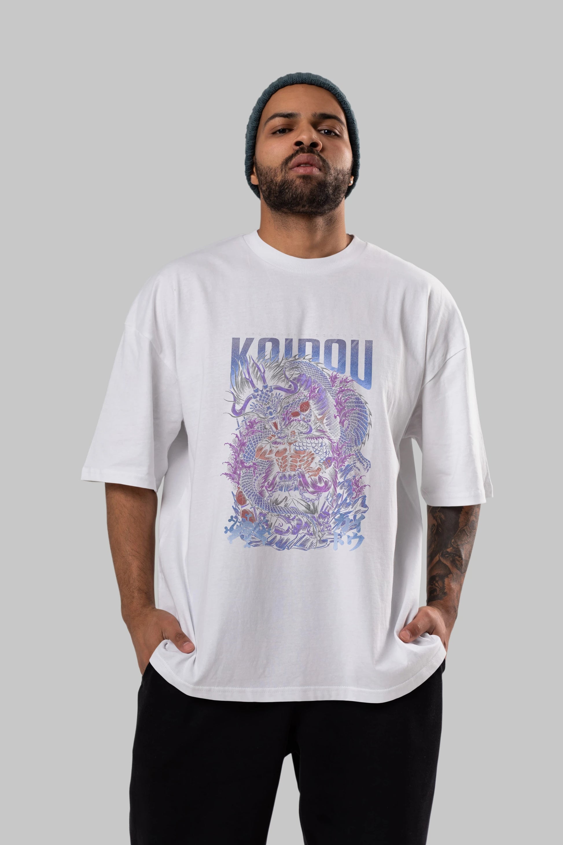 KAIDOU ONE PIECE Anime Ön Baskılı Oversize t-shirt %100 pamuk Erkek Kadın Unisex
