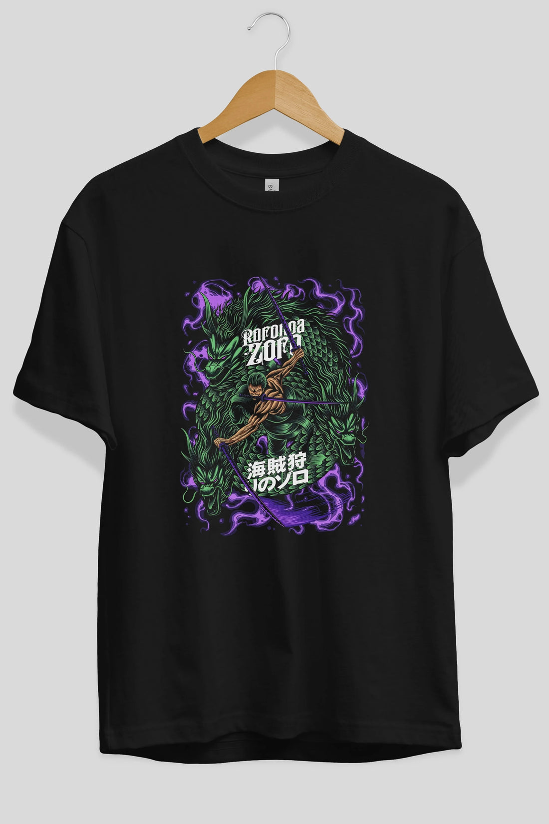 RORONOA ZORO 5 Anime Ön Baskılı Oversize t-shirt %100 pamuk Erkek Kadın Unisex
