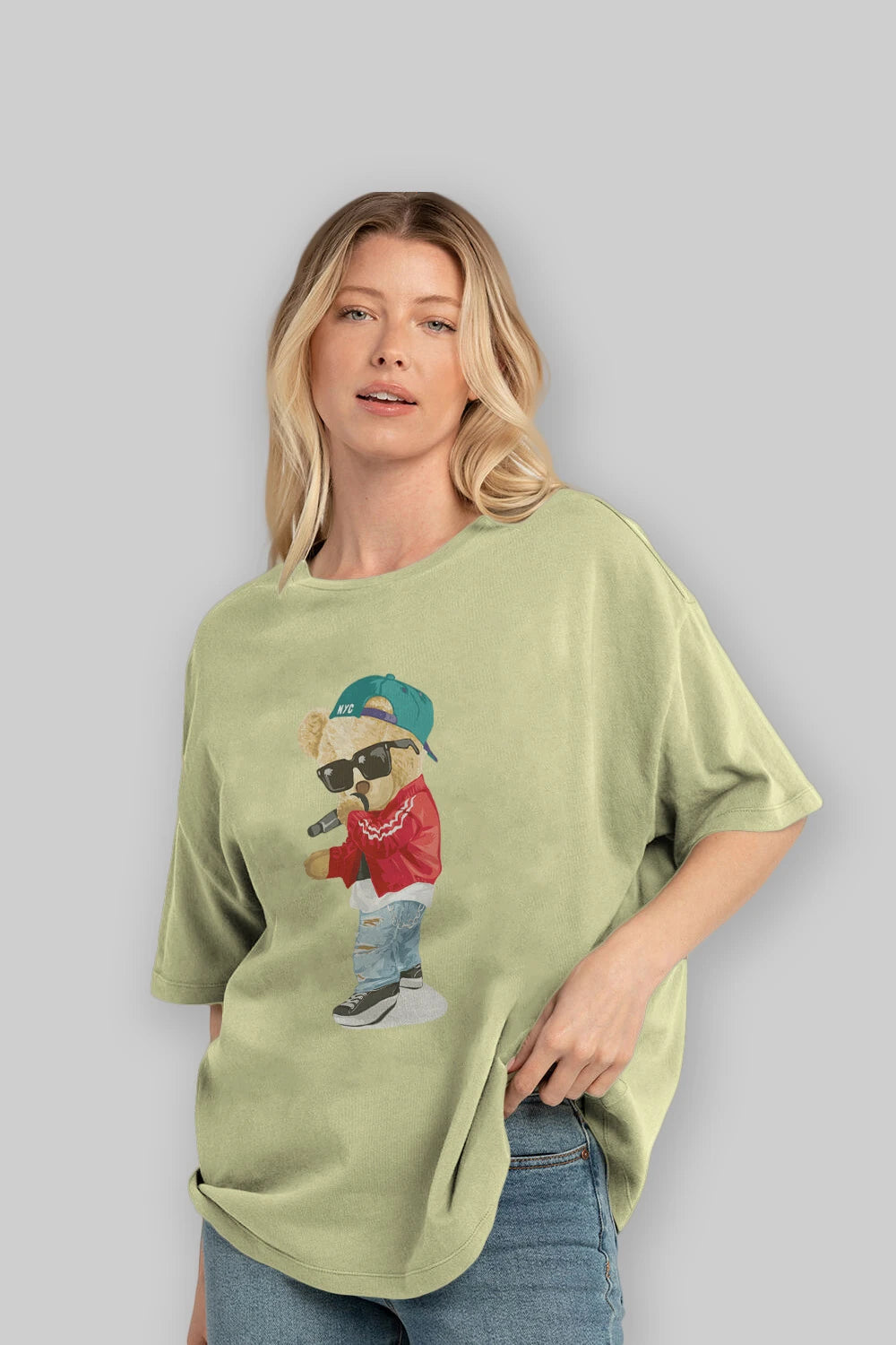 Teddy Bear Şarkıcı Ön Baskılı Oversize t-shirt Erkek Kadın Unisex %100 Pamuk
