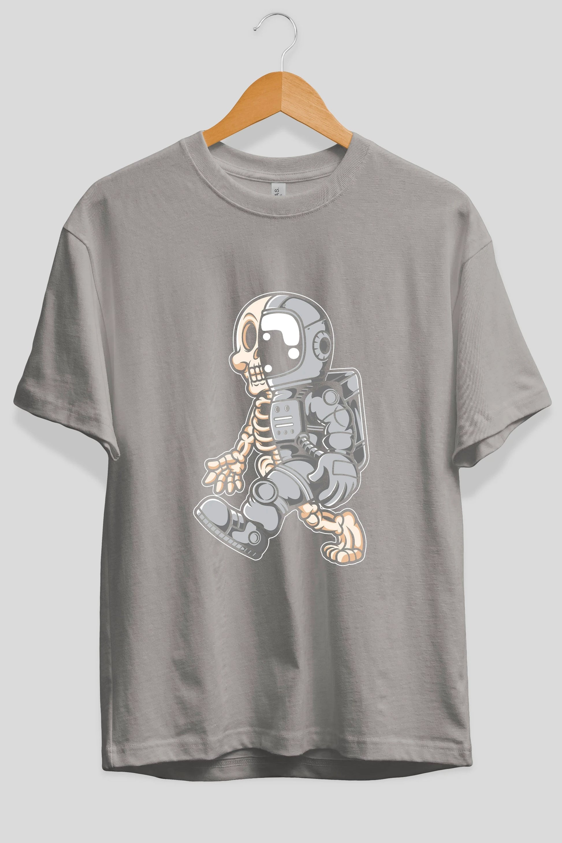 Astronaut Half Skull Ön Baskılı Oversize t-shirt Erkek Kadın Unisex
