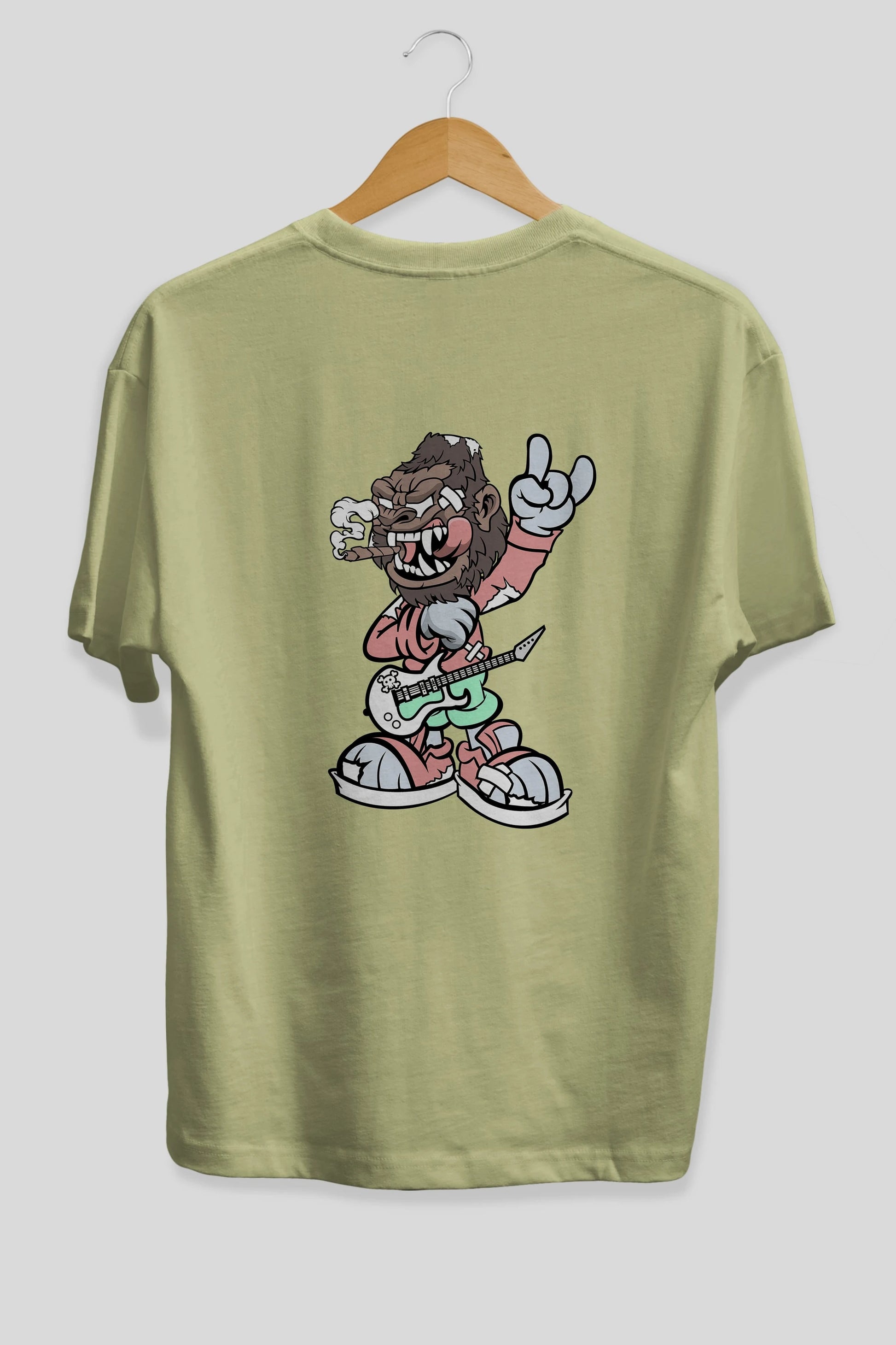 Gorilla Rockstar Arka Baskılı Oversize t-shirt Erkek Kadın Unisex %100 Pamuk tişort