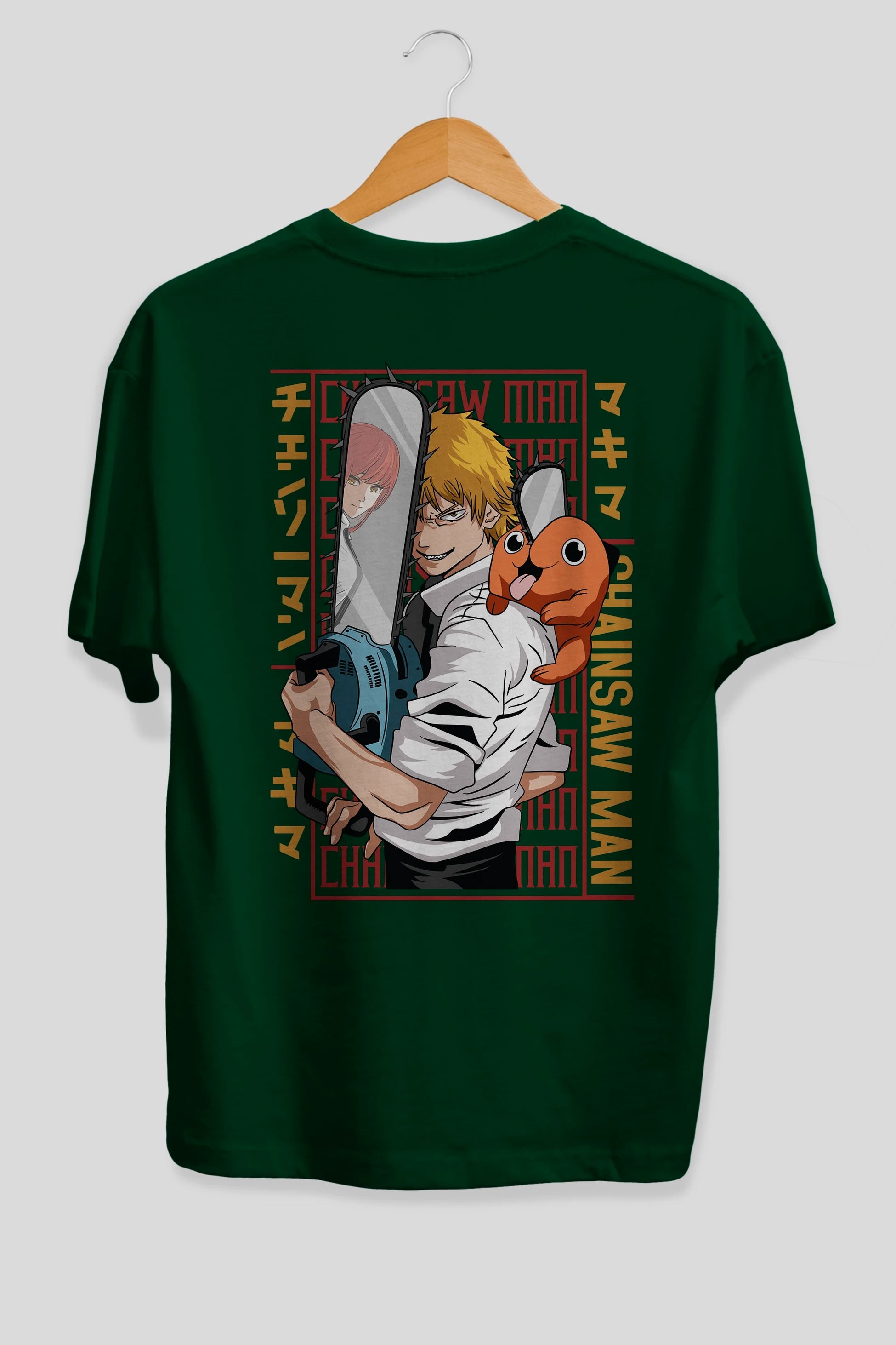 Chainsaw DENJI Anime Arka Baskılı Oversize t-shirt Erkek Kadın Unisex