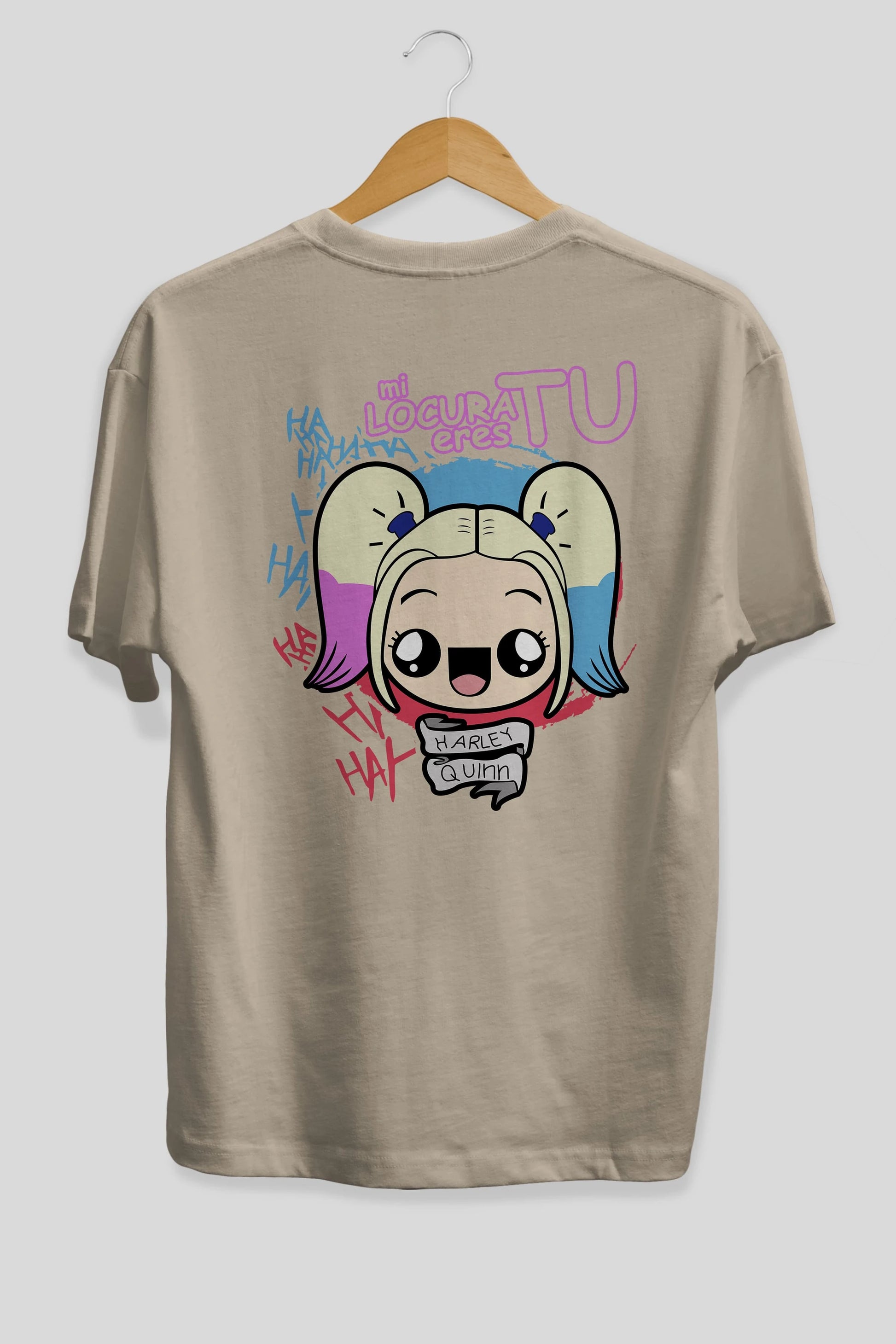 Harley Quinn Arka Baskılı Oversize t-shirt Erkek Kadın Unisex %100 Pamuk Bisiklet Yaka tişort