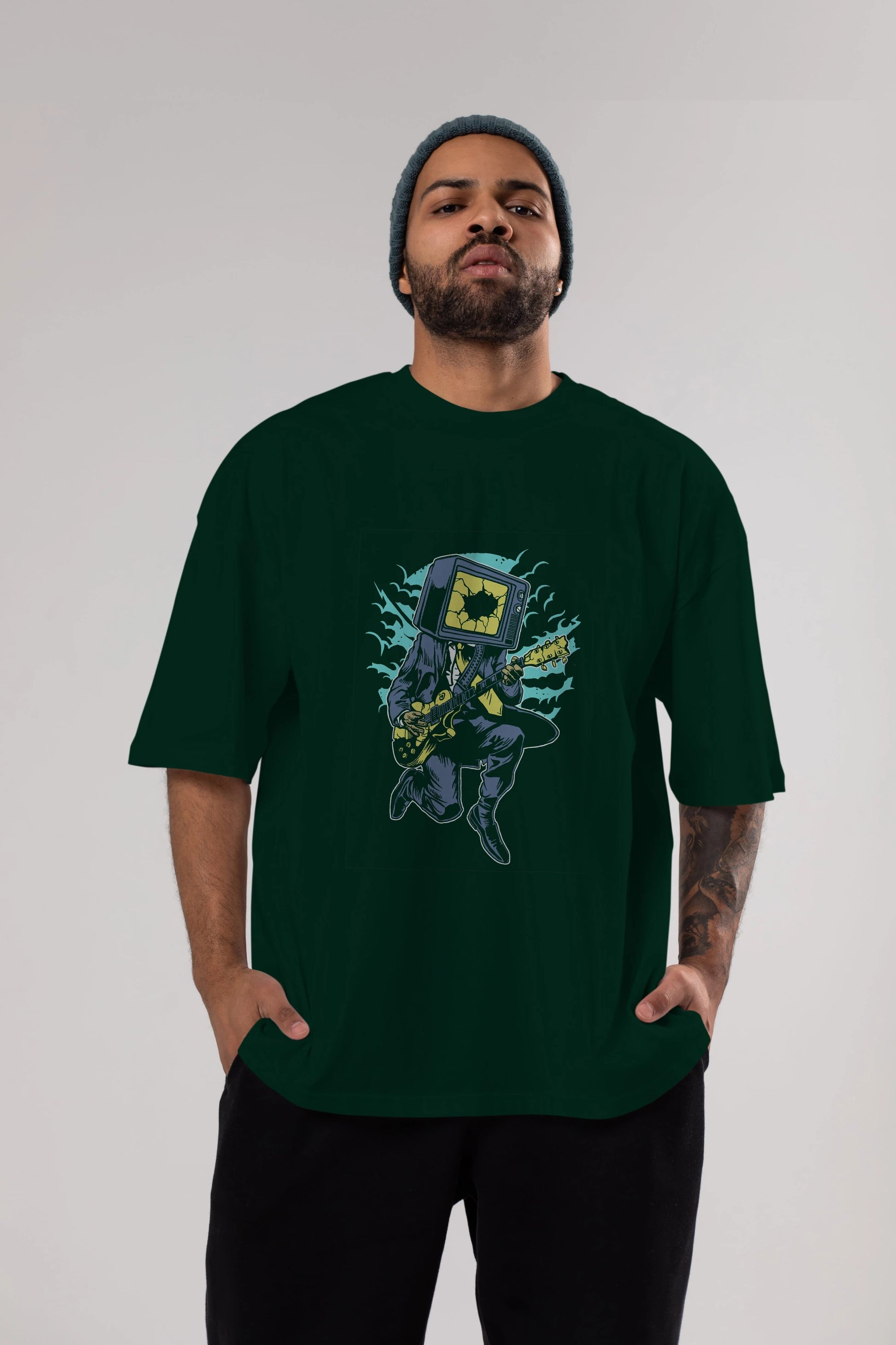 Death Rock Ön Baskılı Oversize t-shirt Erkek Kadın Unisex %100 Pamuk tişort
