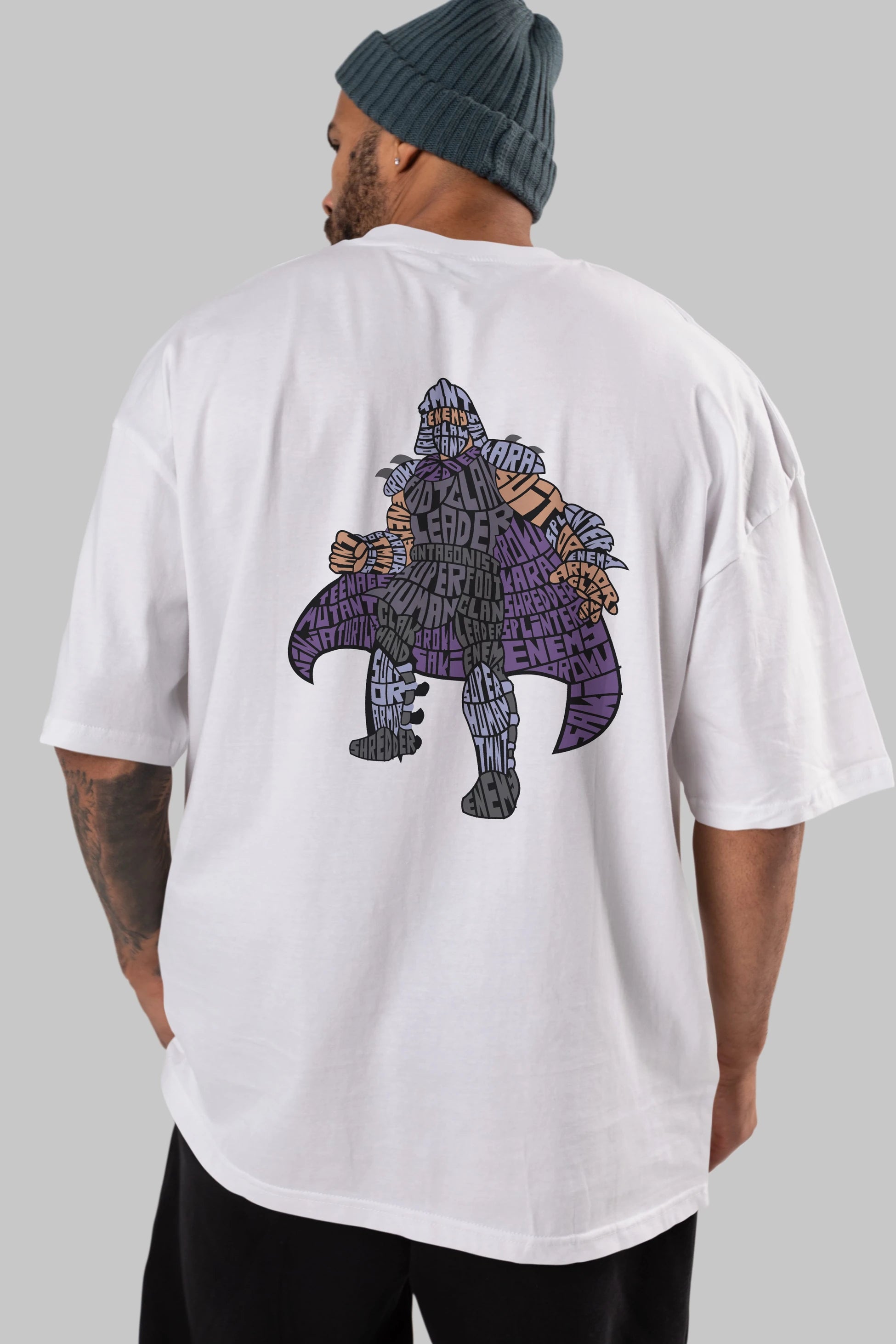 Foot Clan Leader Arka Baskılı Oversize t-shirt %100 pamuk Erkek Kadın Unisex