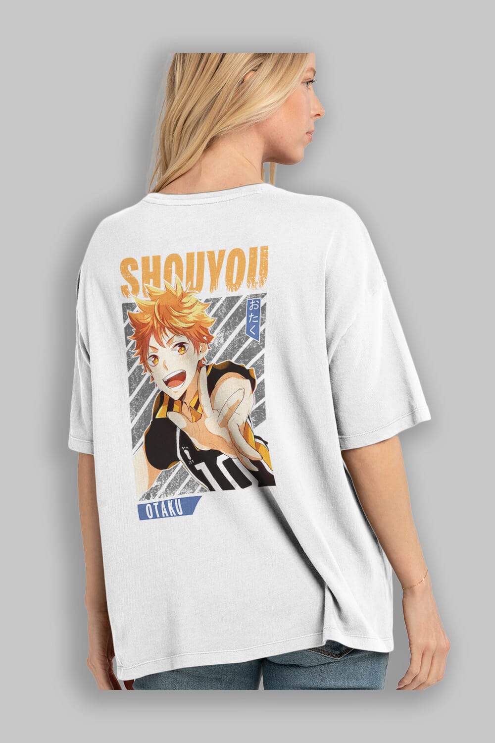 Shouyou Hinata 9 Anime Arka Baskılı Oversize t-shirt Erkek Kadın Unisex