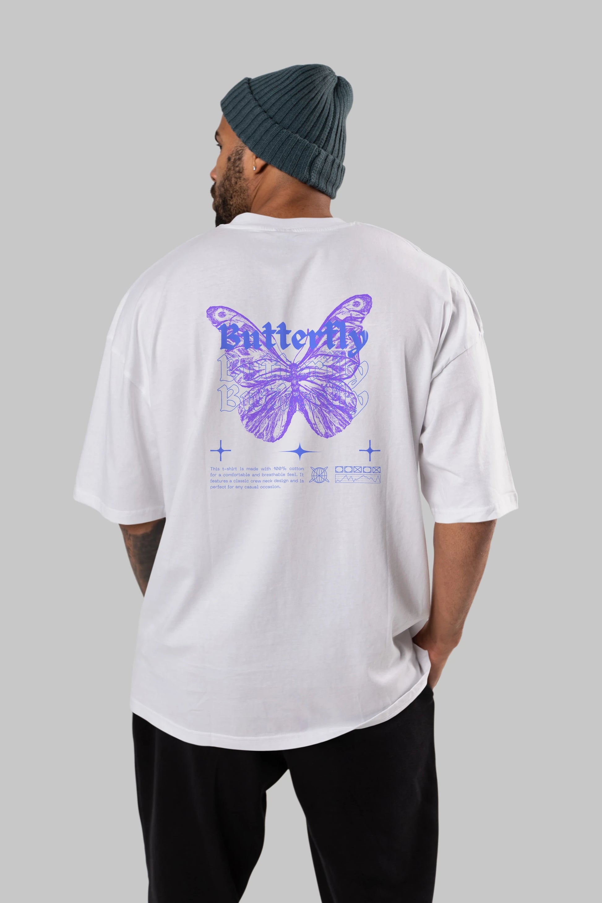 Butterfly Streetwear Arka Baskılı Oversize t-shirt Erkek Kadın Unisex