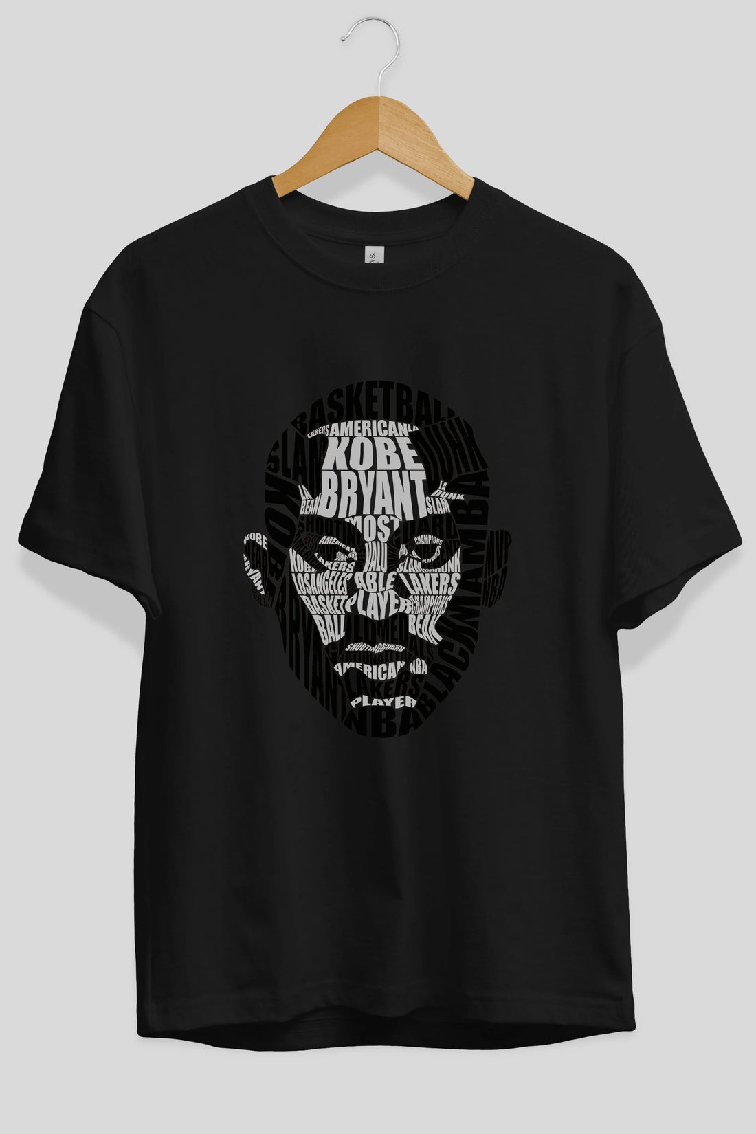 Kobe Bryan Calligram Ön Baskılı Oversize t-shirt %100 pamuk Erkek Kadın Unisex