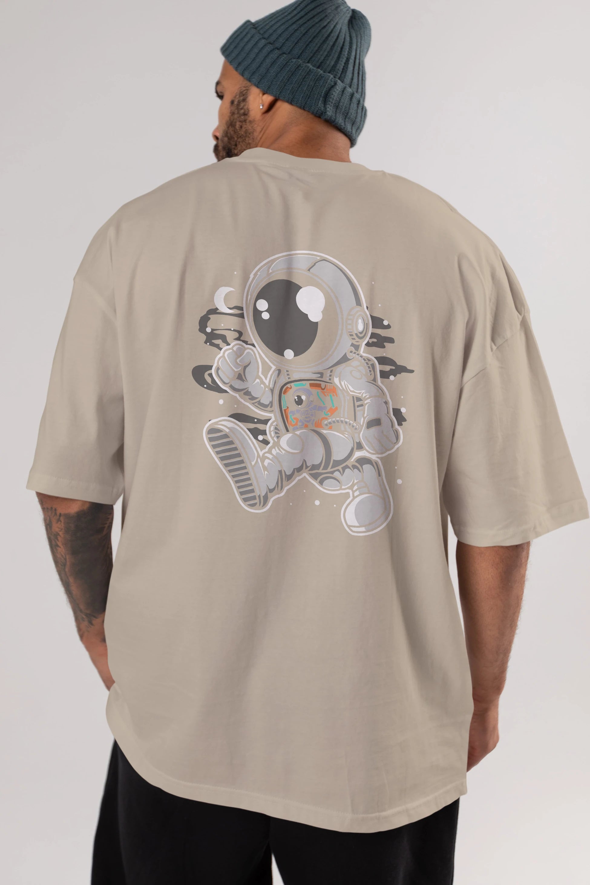 Astronaut Robotic Machine Arka Baskılı Oversize t-shirt Erkek Kadın Unisex