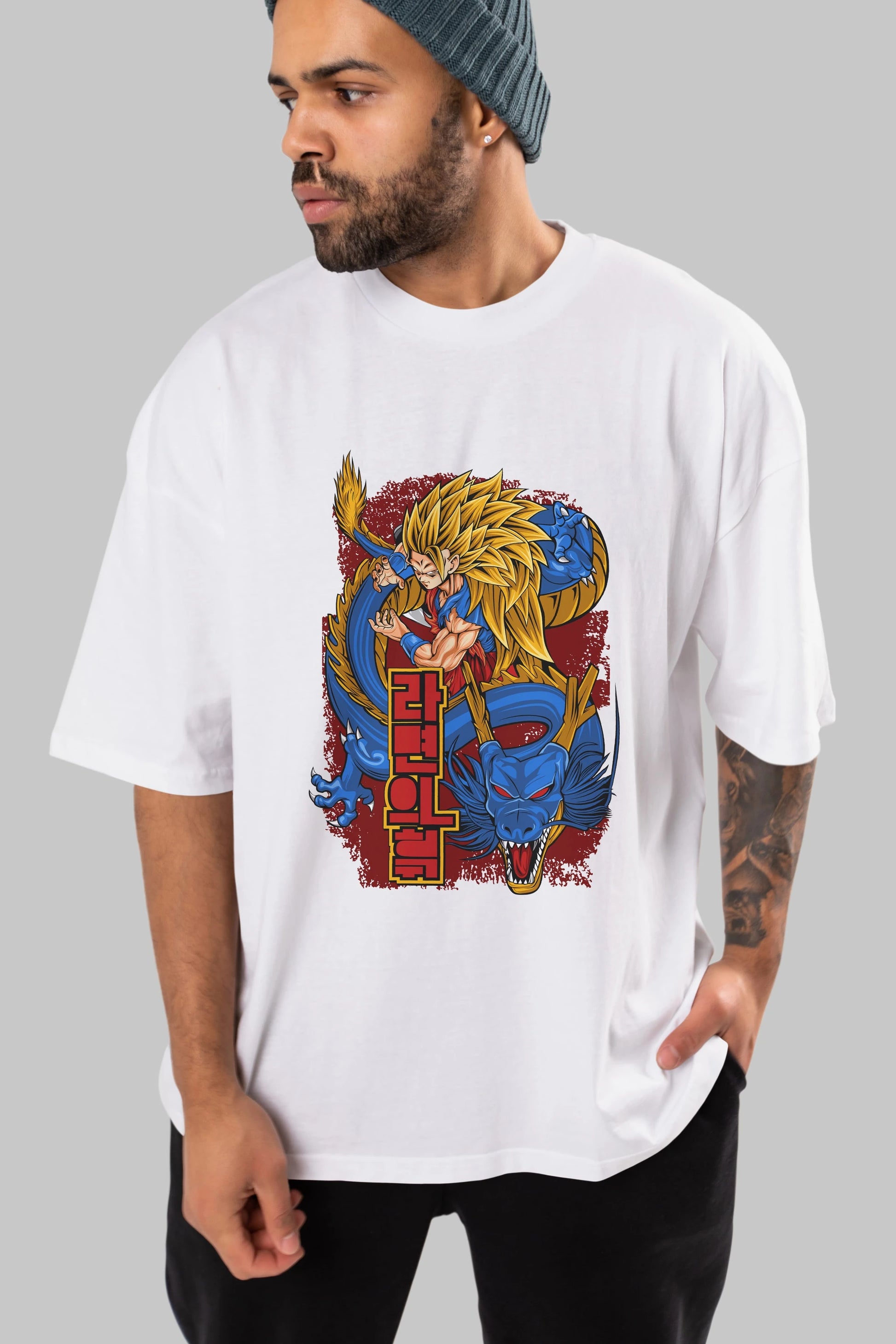 DRAGON BALL Z Anime Ön Baskılı Oversize t-shirt %100 pamuk Erkek Kadın Unisex