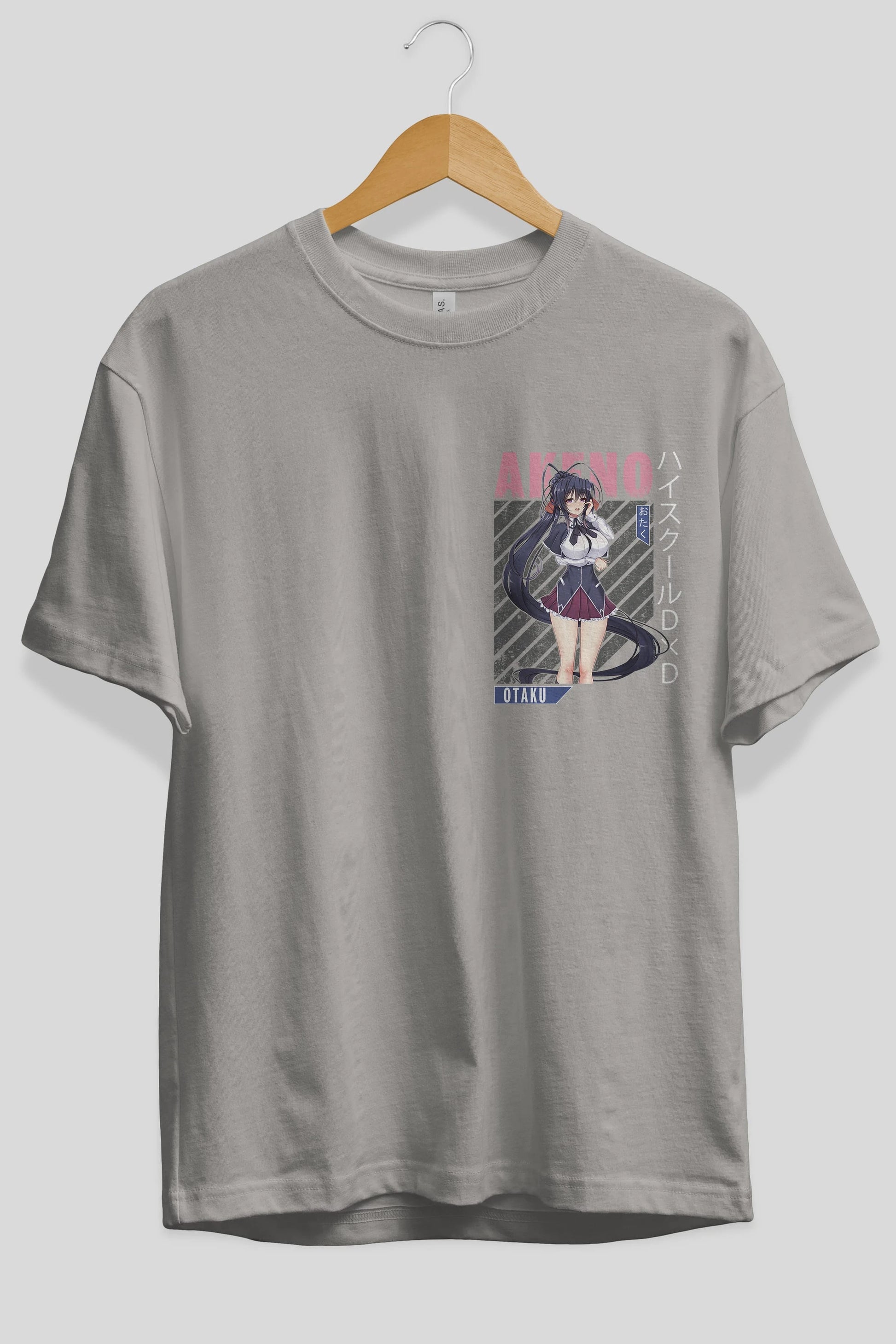 Akeno Himejima 4 Ön Sol Baskılı Oversize t-shirt Erkek Kadın Unisex %100 Pamuk Bisiklet Yaka tişort