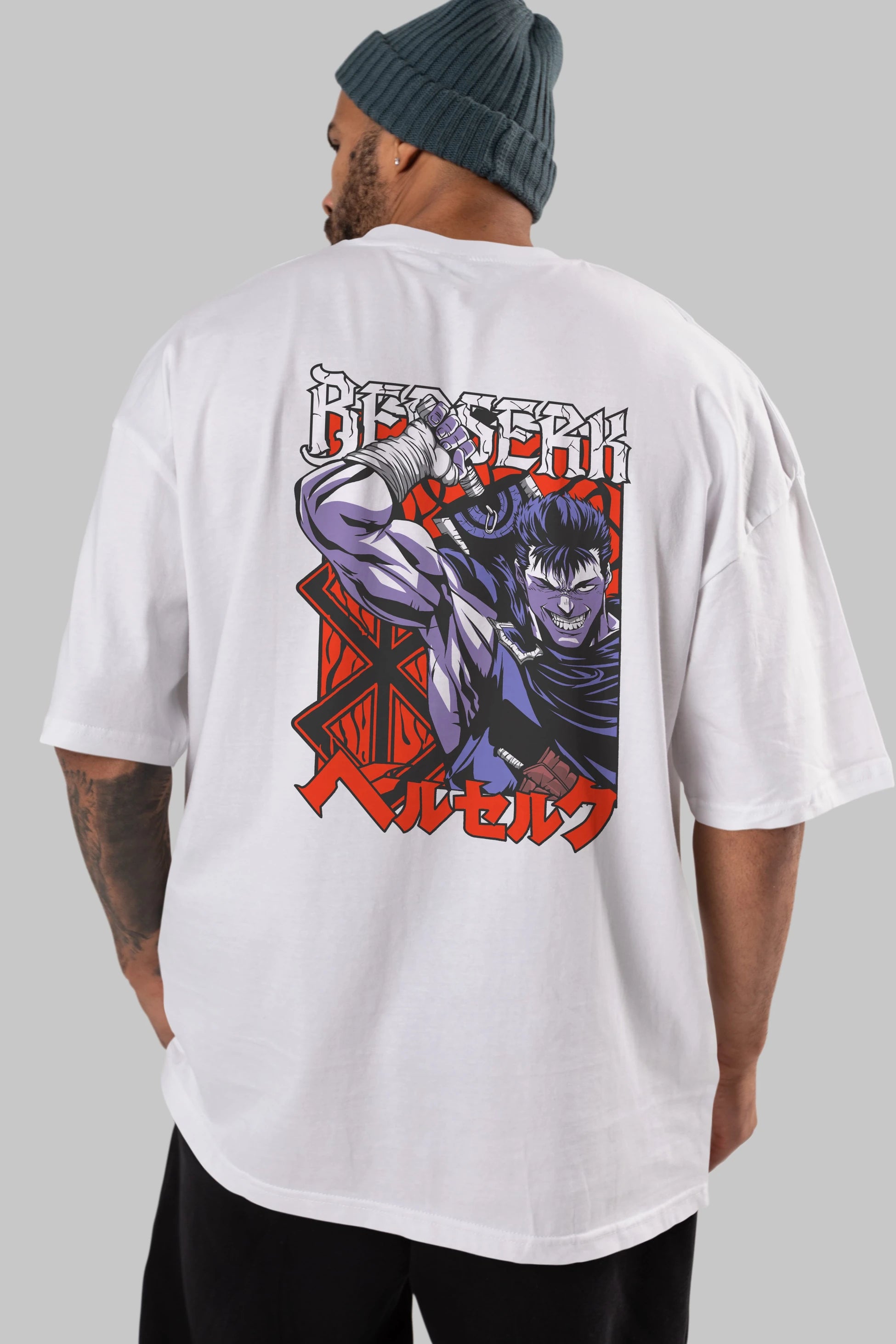 GUTS berserk Anime Arka Baskılı Oversize t-shirt Erkek Kadın Unisex