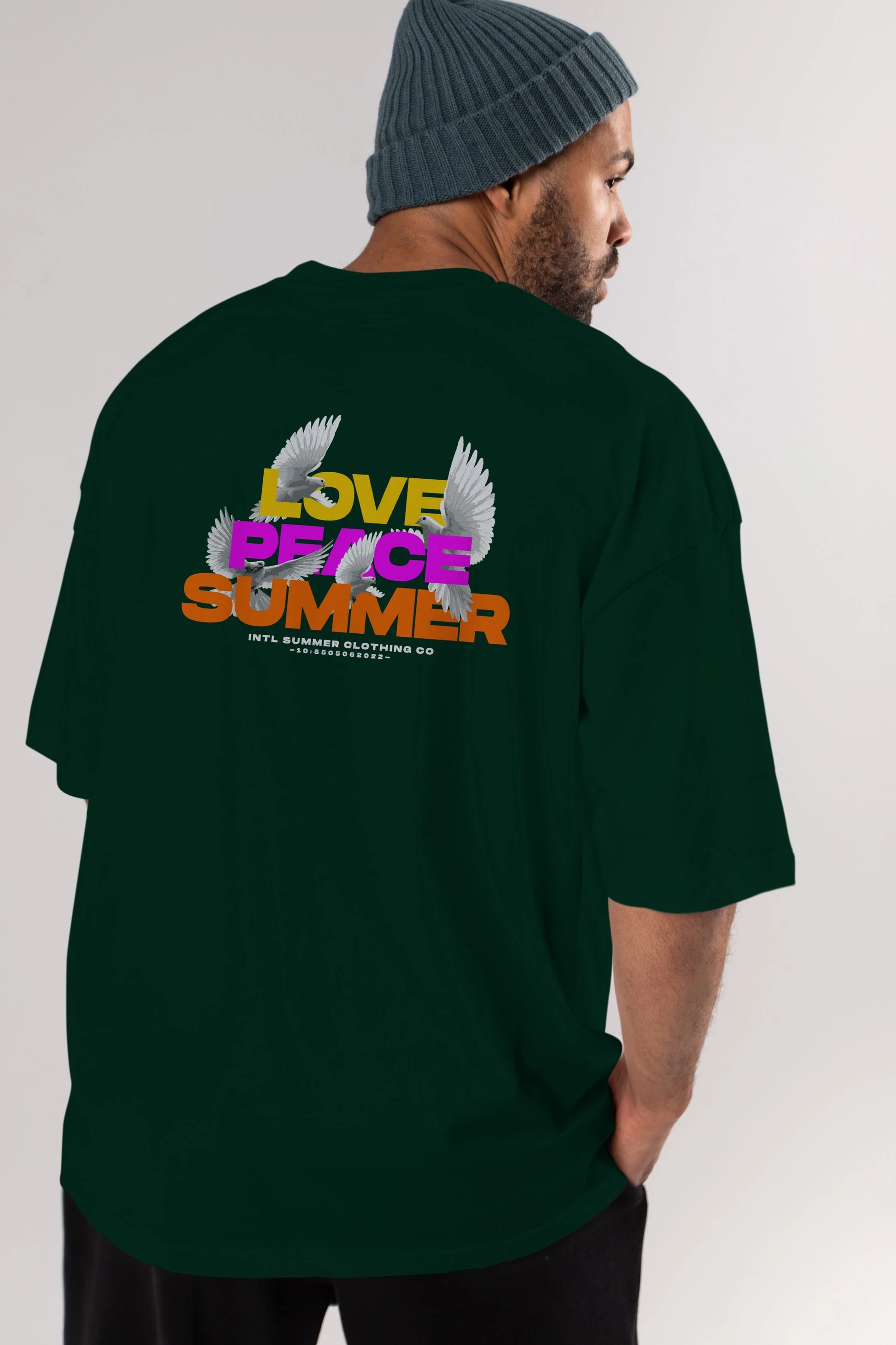 Love Peace Summer Arka Baskılı Oversize t-shirt Erkek Kadın Unisex