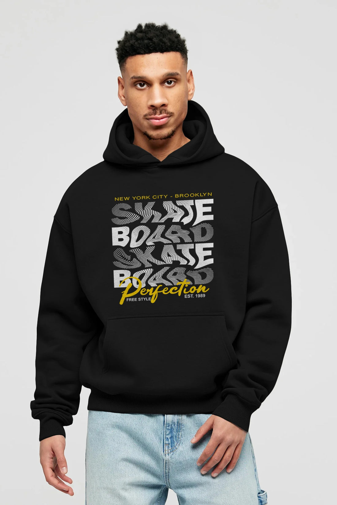 New York City and Brooklyn Ön Baskılı Hoodie Oversize Kapüşonlu Sweatshirt Erkek Kadın Unisex