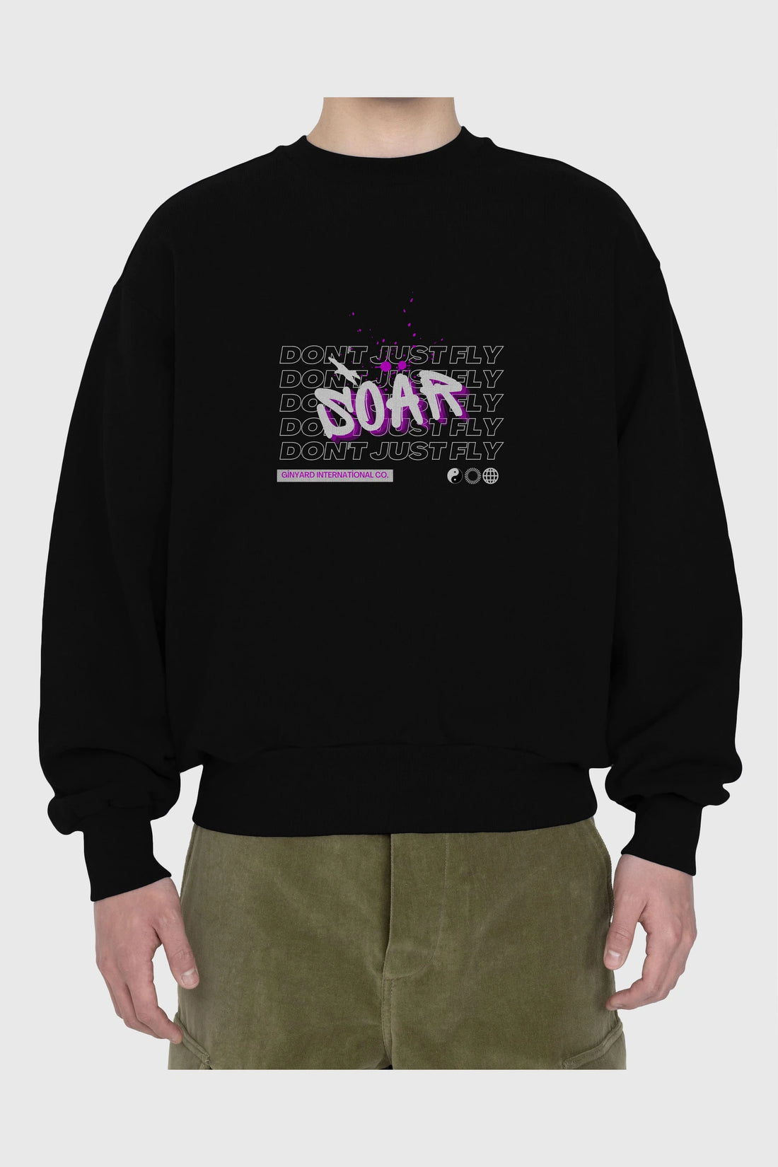 Soar Dont Just Fly Yazılı Ön Baskılı Oversize Sweatshirt Erkek Kadın Unisex