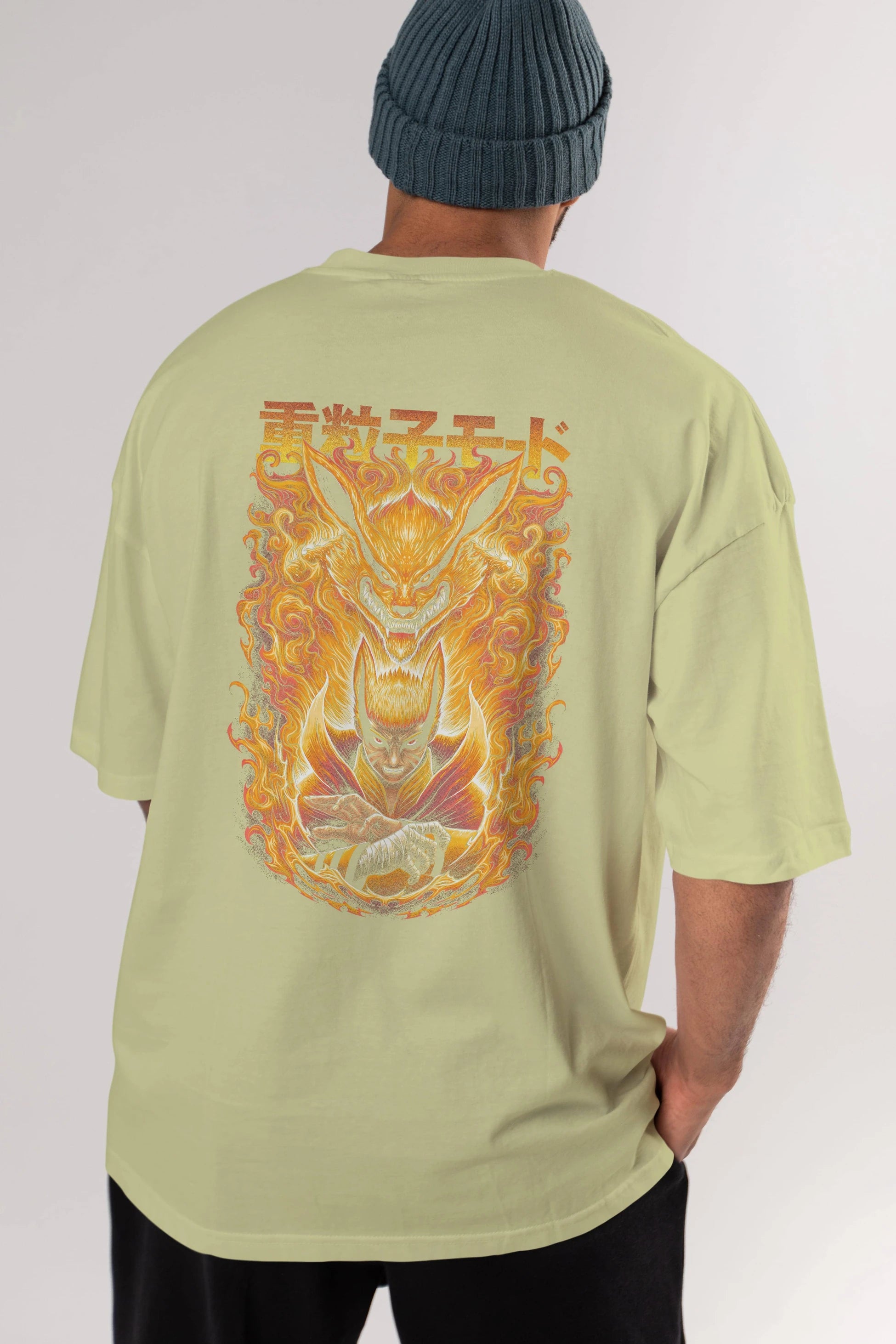 NARUTO KYUUBI 1 Anime Arka Baskılı Oversize t-shirt Erkek Kadın Unisex