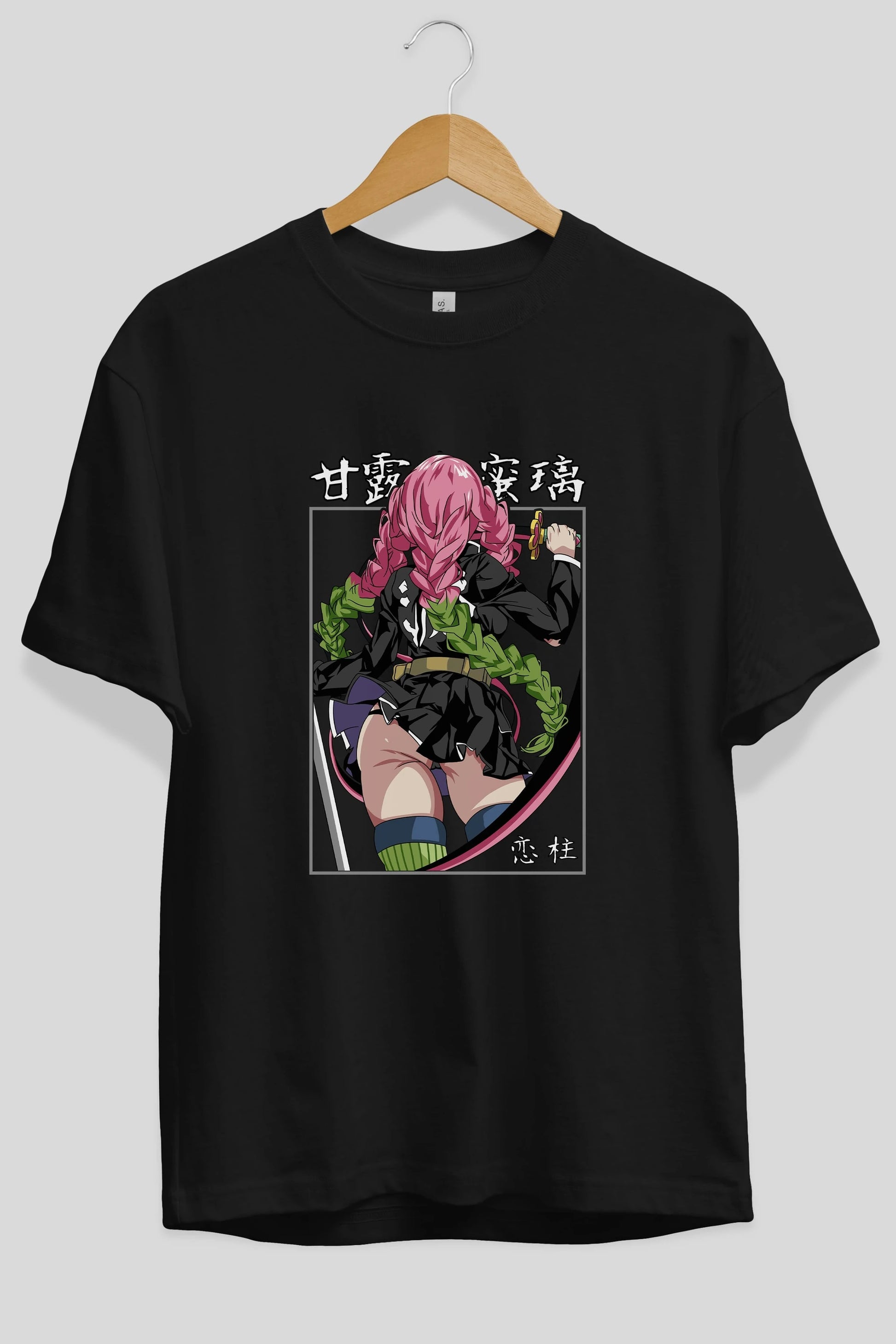 Mitsuri DEMONSLAYER Anime Ön Baskılı Oversize t-shirt %100 pamuk Erkek Kadın Unisex